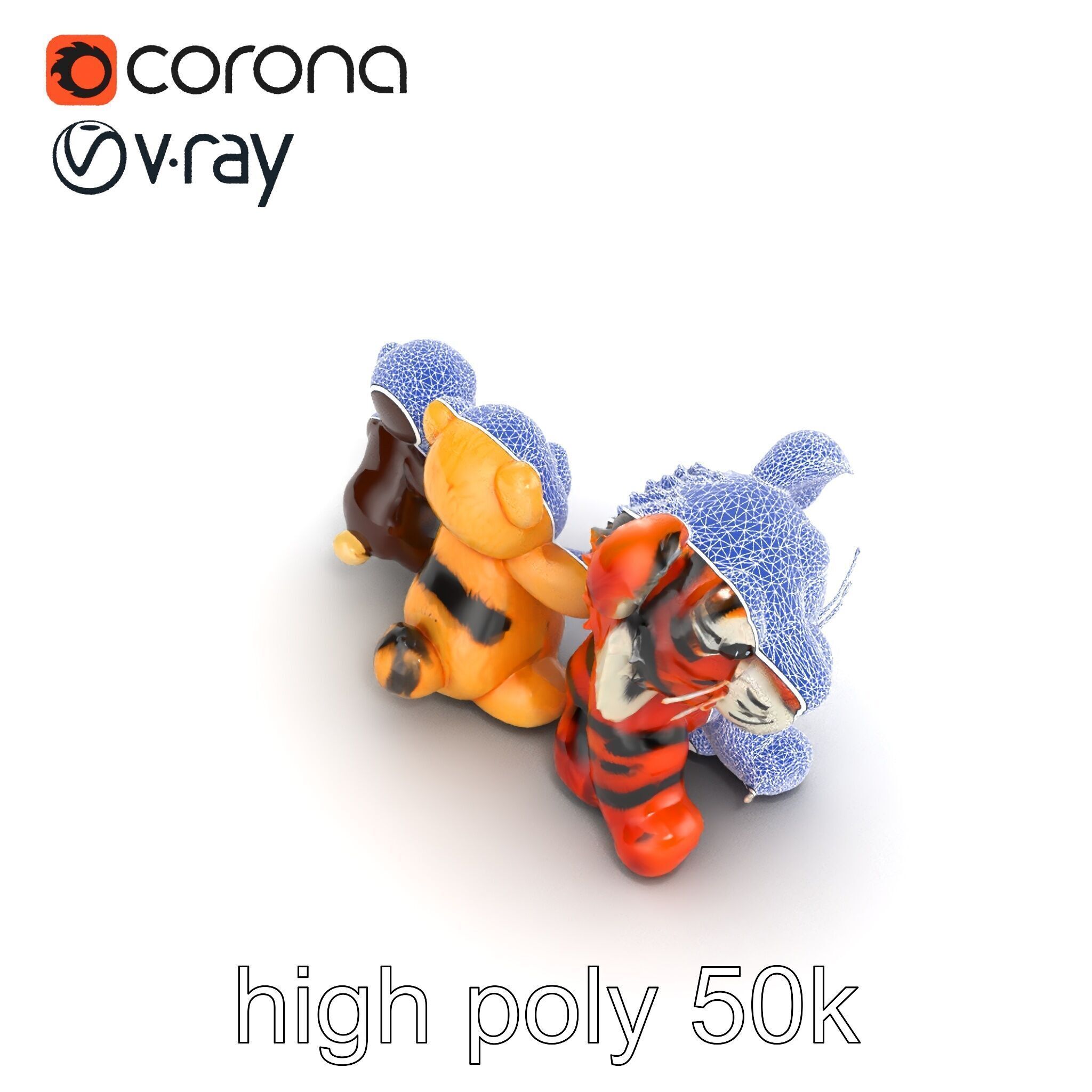 Fluffy Animal Puppets Model Pack Low-poly 3D model_15