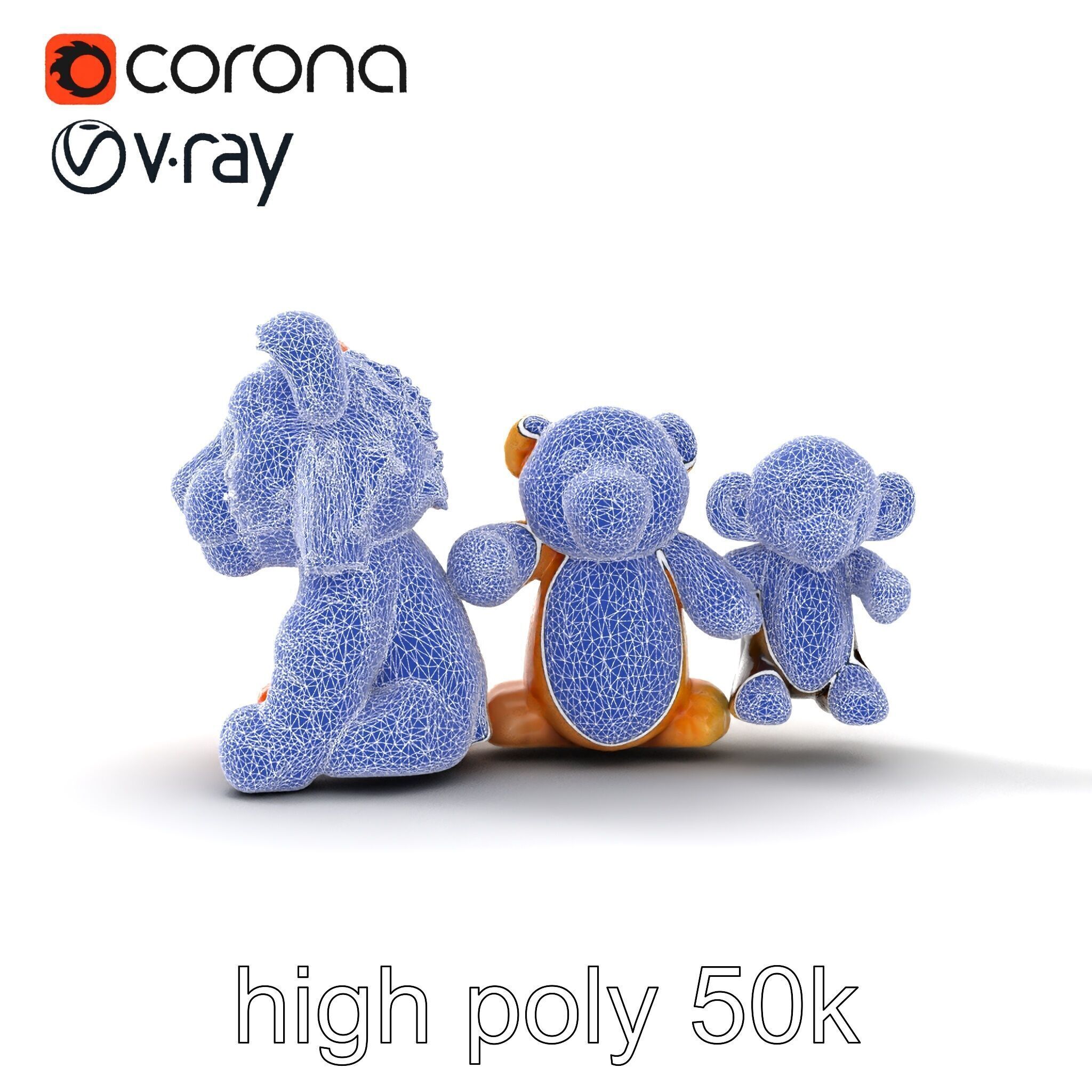 Fluffy Animal Puppets Model Pack Low-poly 3D model_32