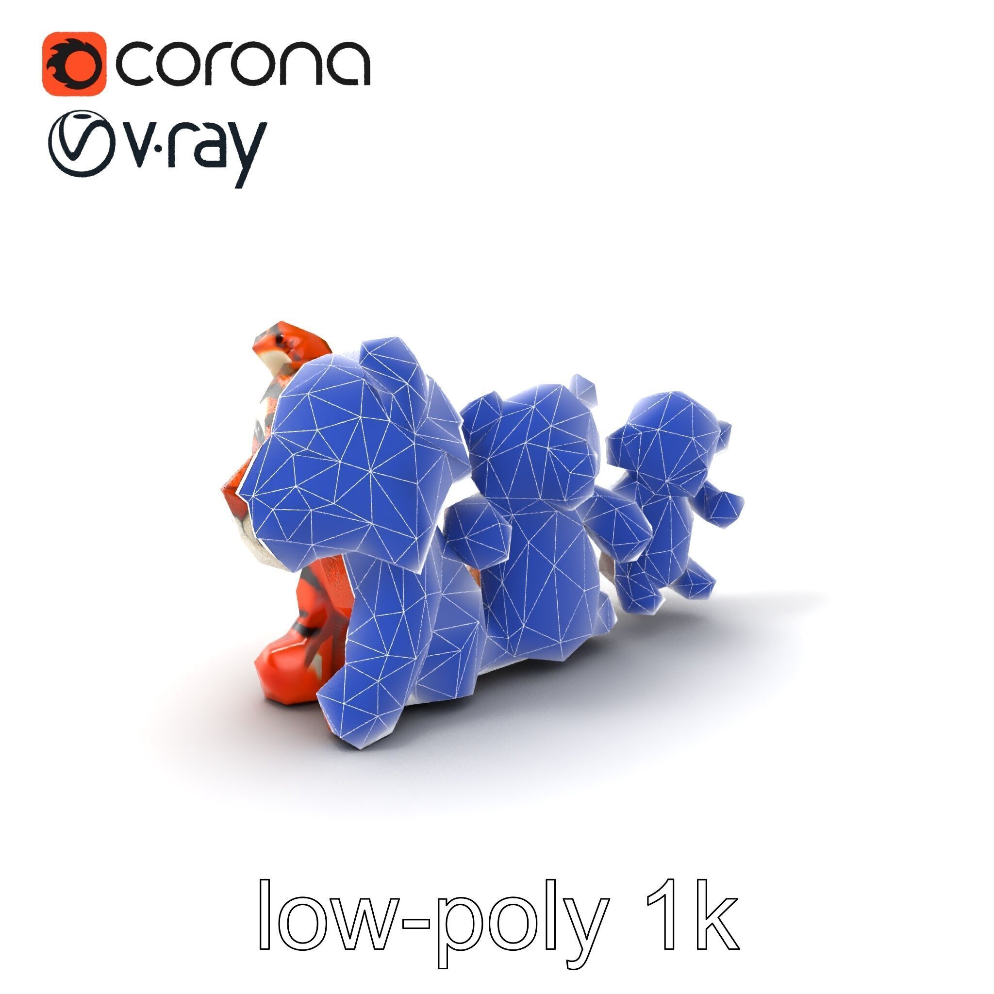 Fluffy Animal Puppets Model Pack Low-poly 3D model_7