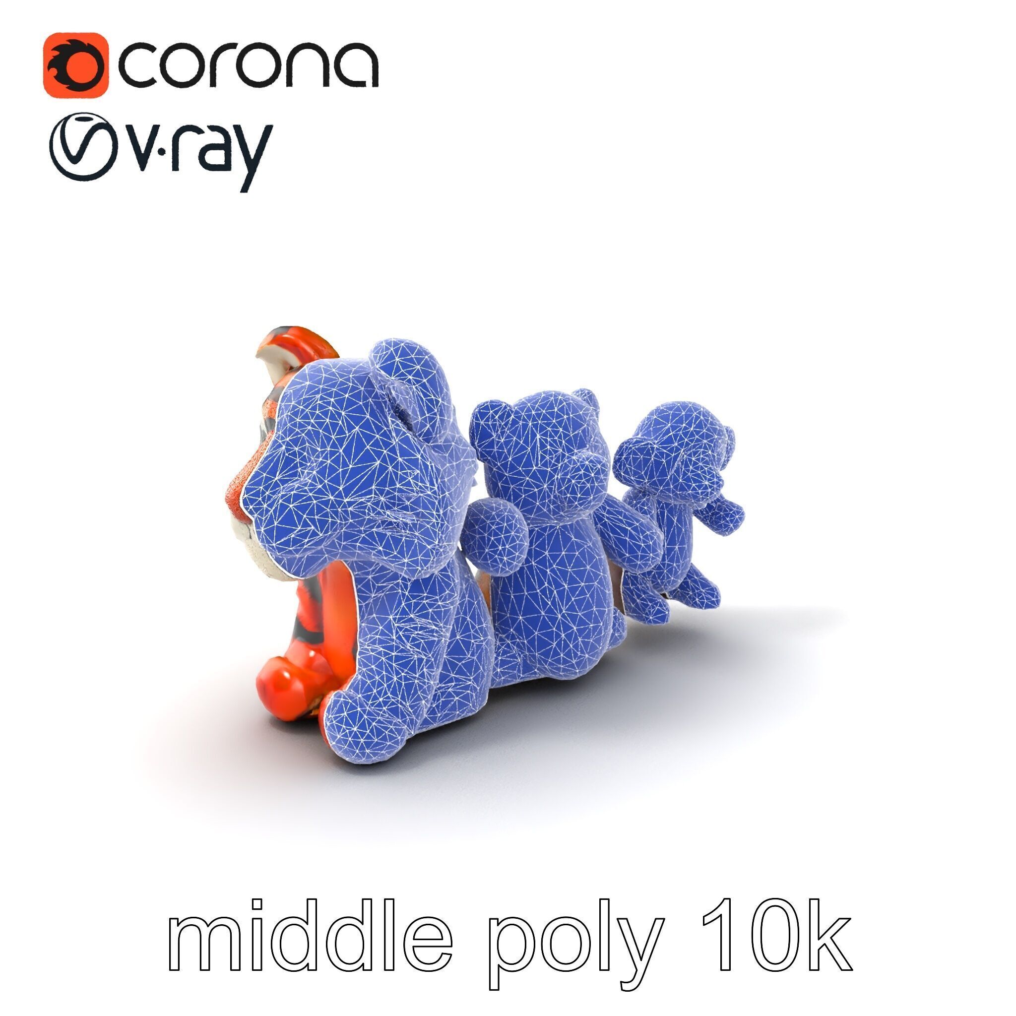 Fluffy Animal Puppets Model Pack Low-poly 3D model_6