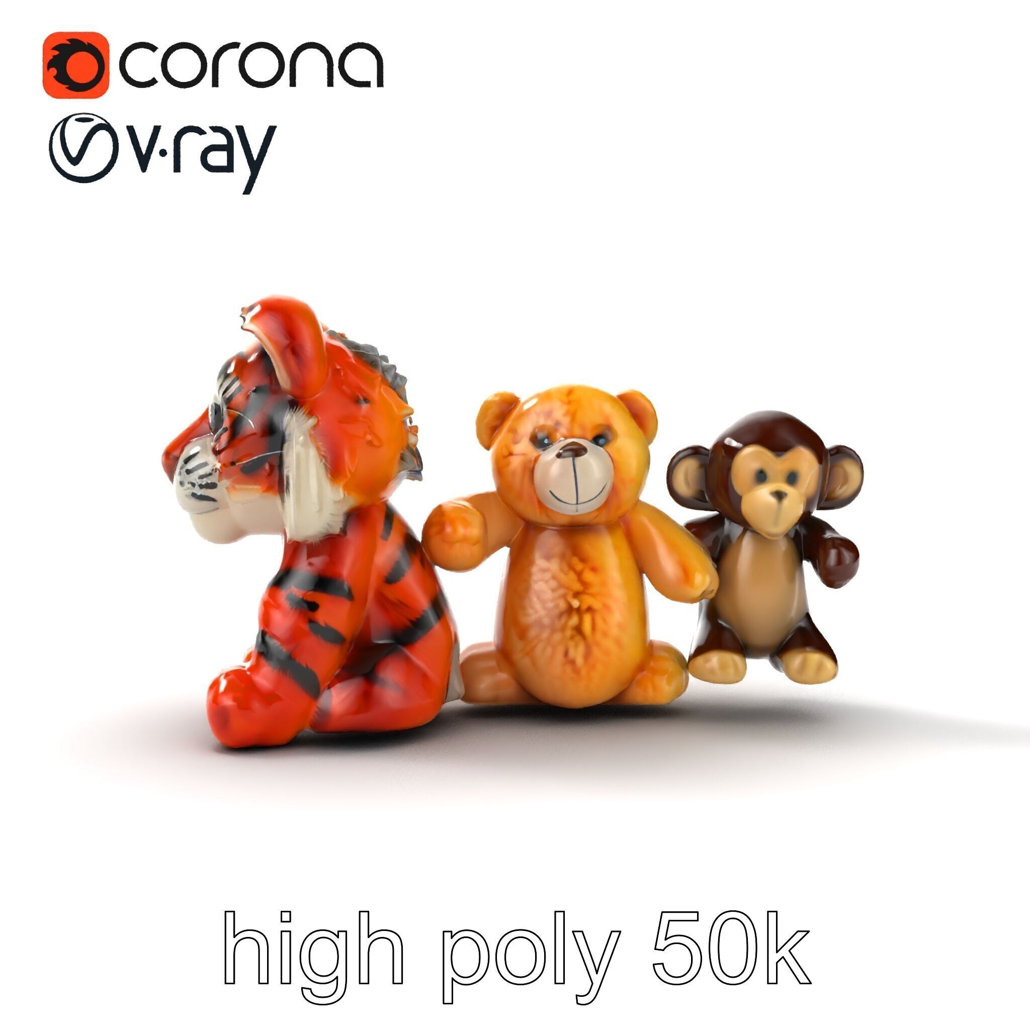 Fluffy Animal Puppets Model Pack Low-poly 3D model_14