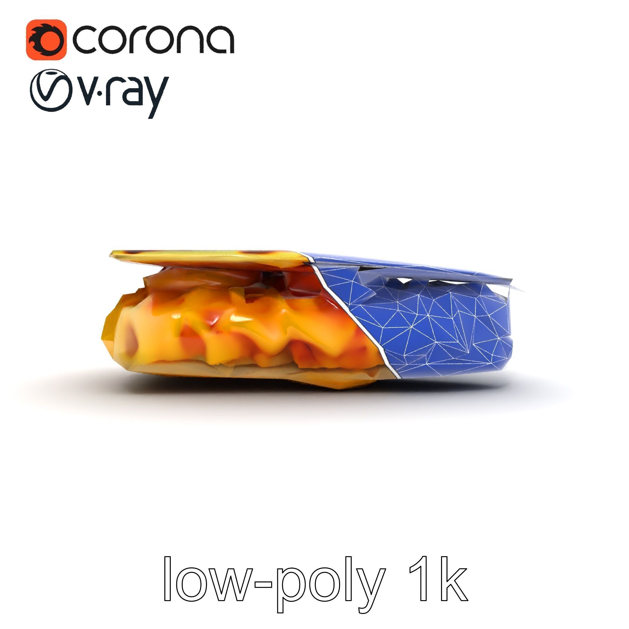 Realistic Chicken Quesadilla with Cheese Pull model pack Low-poly 3D model_21