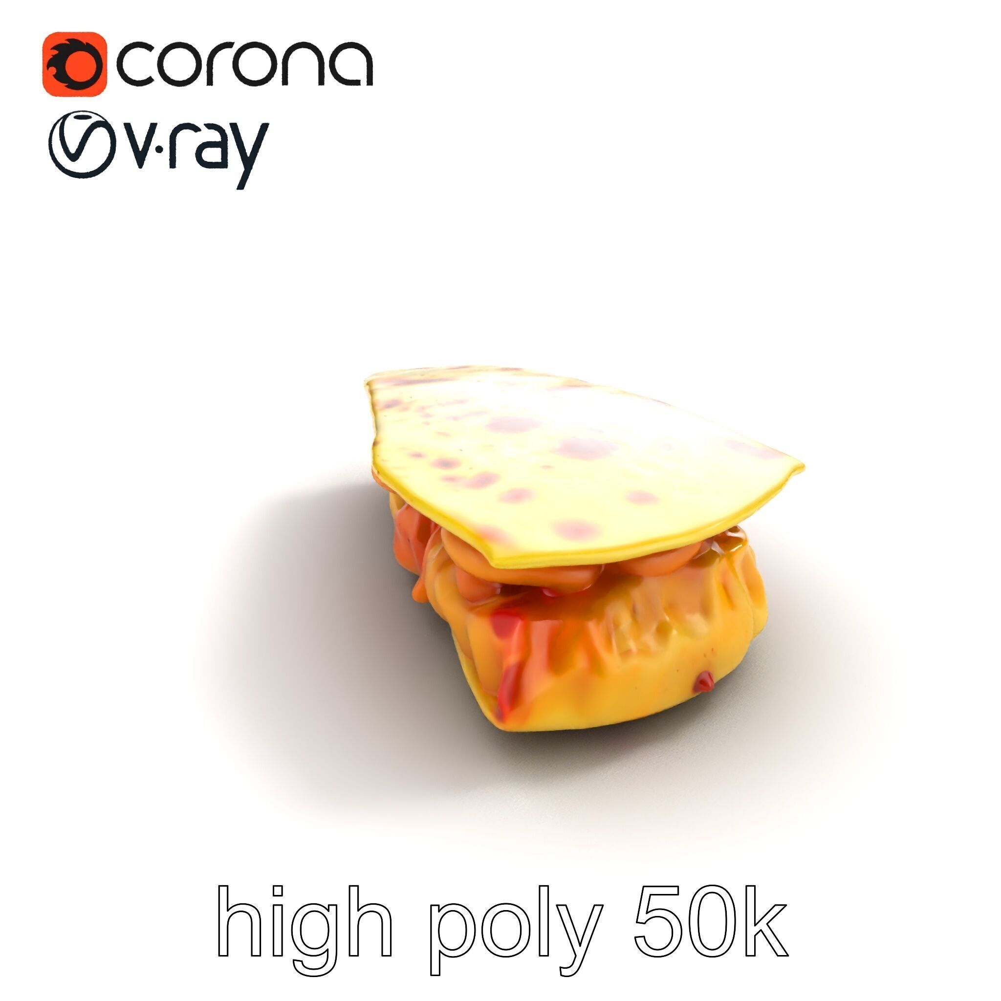 Realistic Chicken Quesadilla with Cheese Pull model pack Low-poly 3D model_9