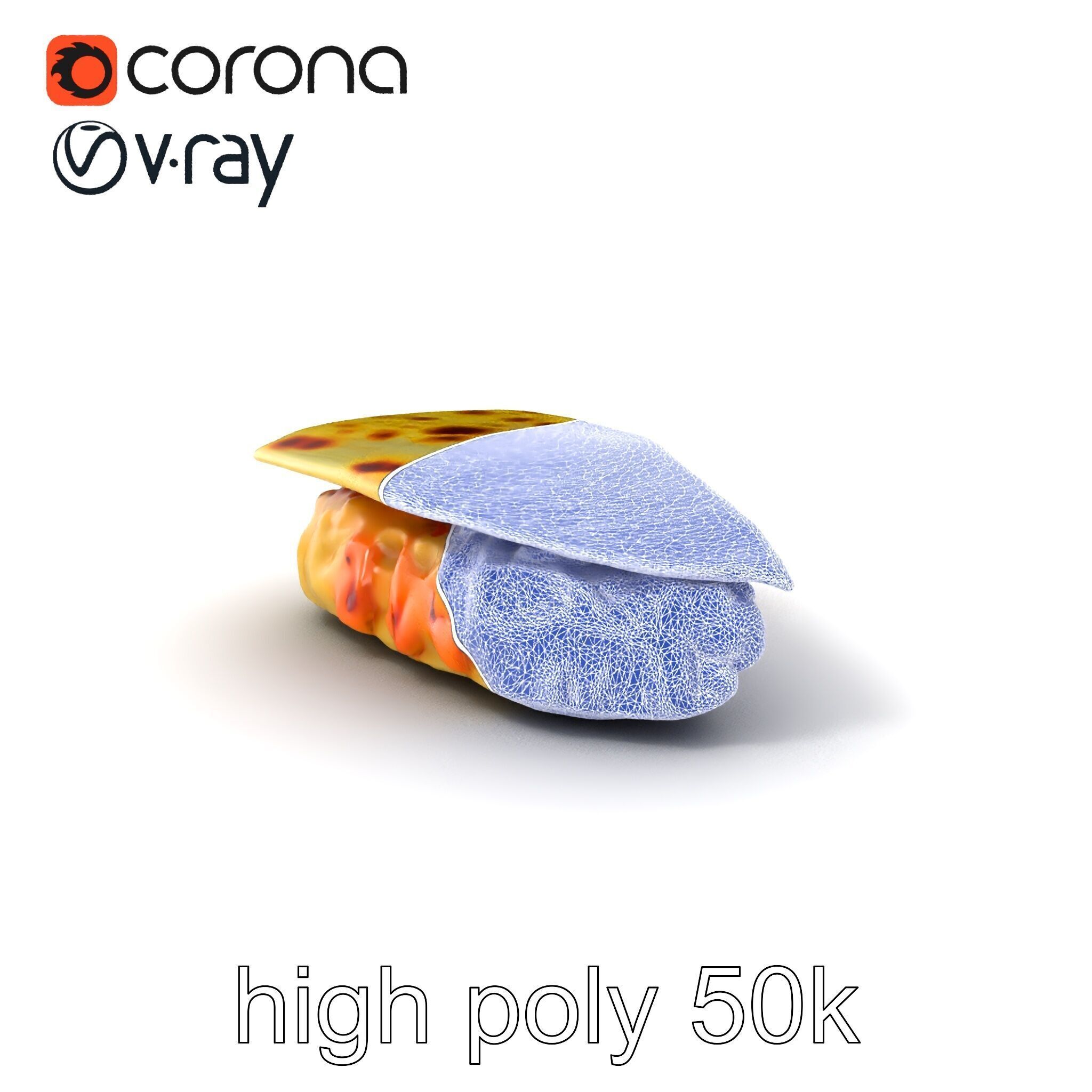 Realistic Chicken Quesadilla with Cheese Pull model pack Low-poly 3D model_1