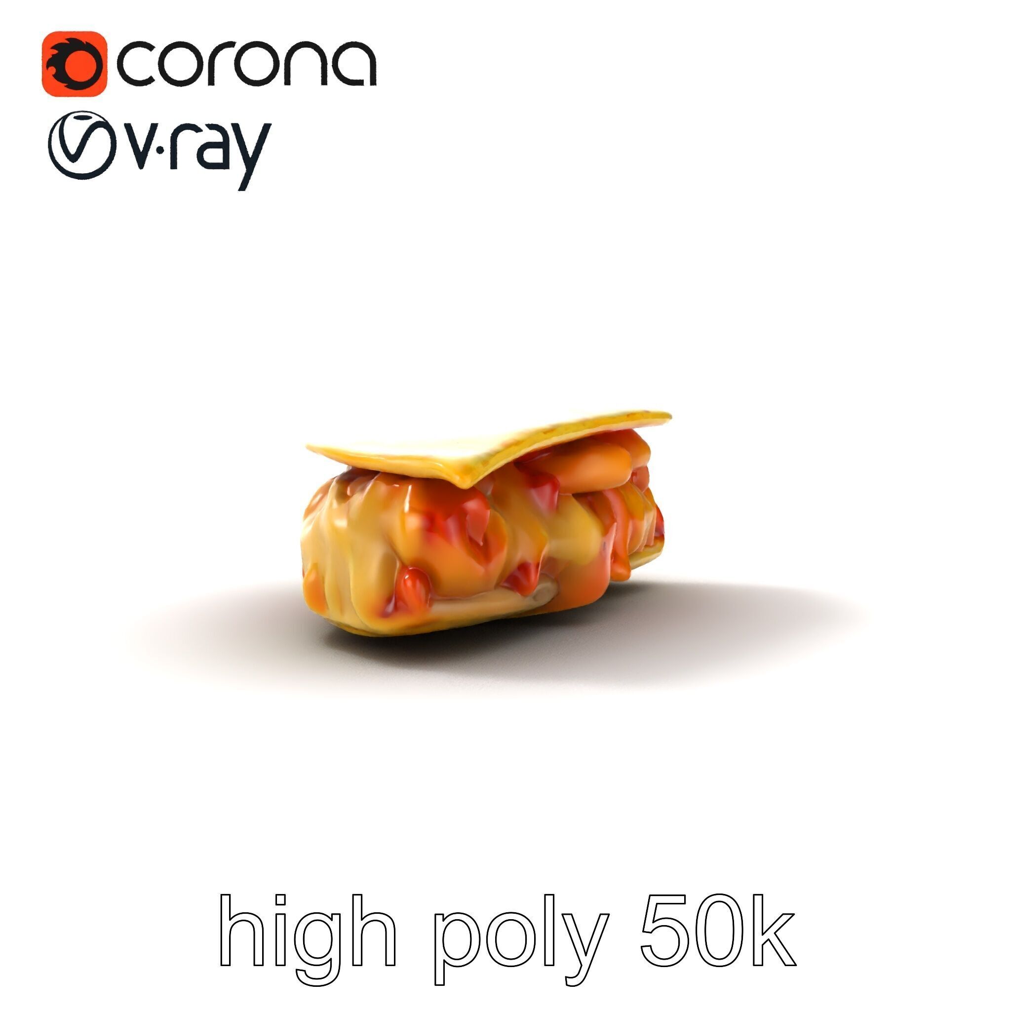 Realistic Chicken Quesadilla with Cheese Pull model pack Low-poly 3D model_17