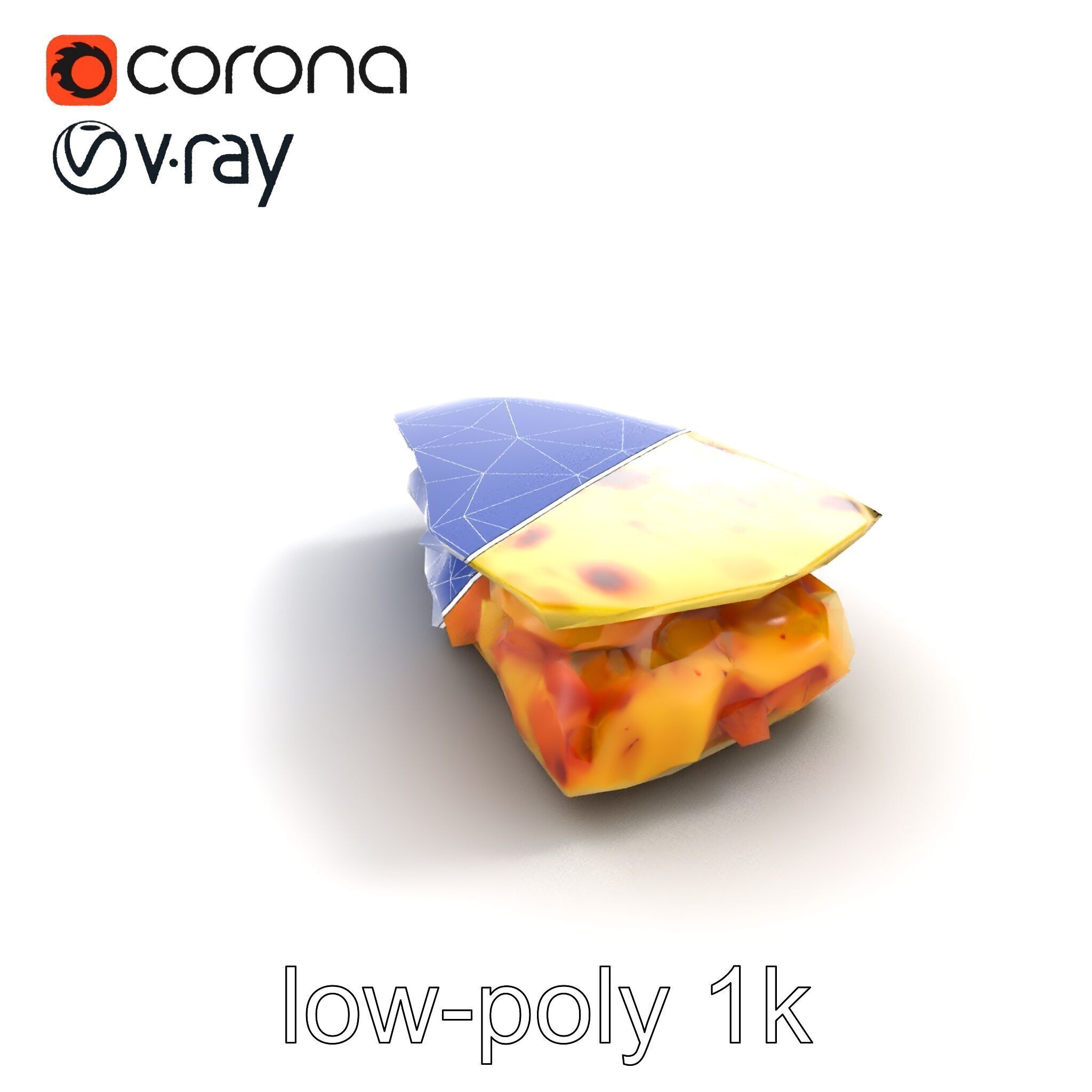 Realistic Chicken Quesadilla with Cheese Pull model pack Low-poly 3D model_15