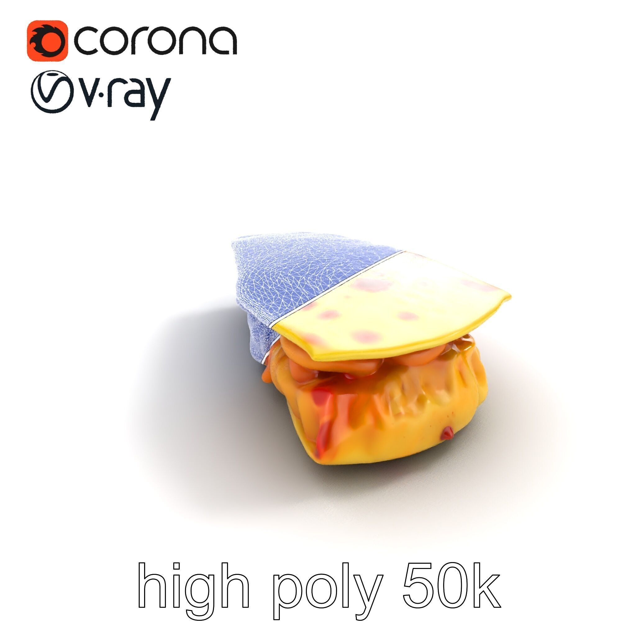 Realistic Chicken Quesadilla with Cheese Pull model pack Low-poly 3D model_28