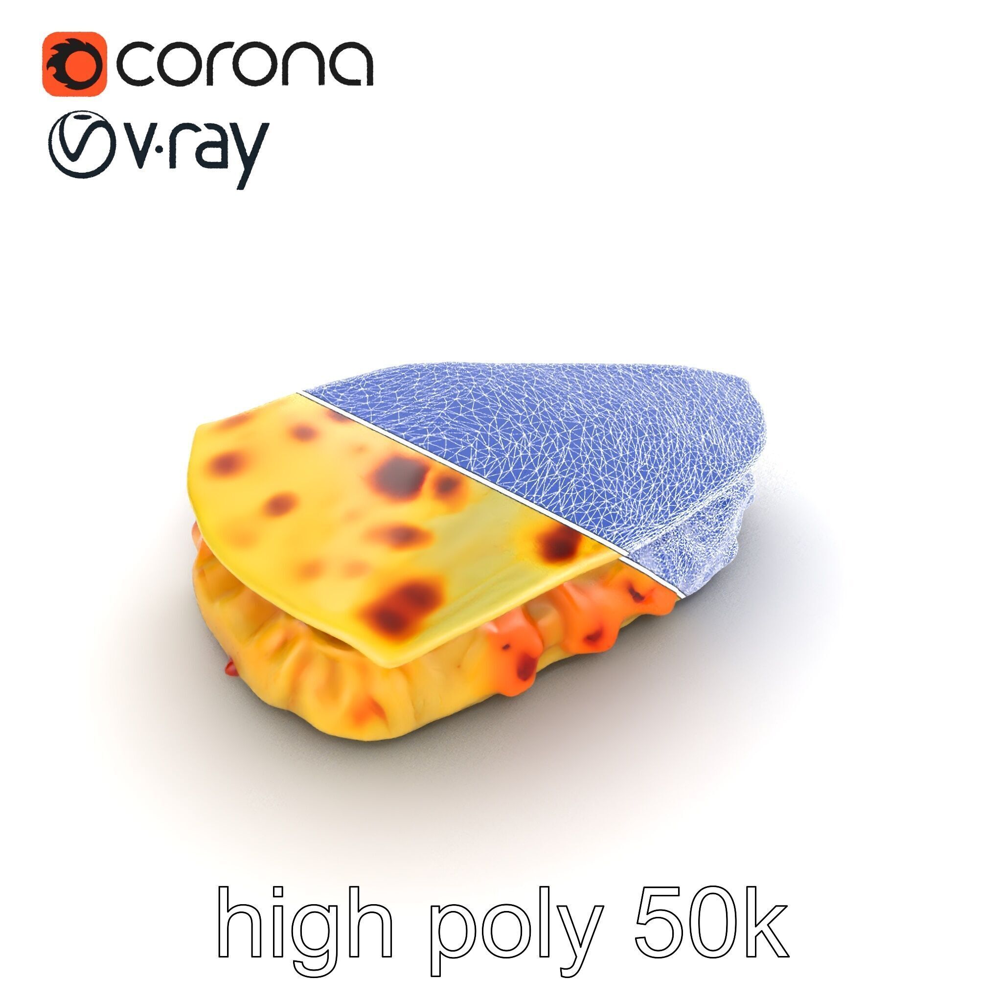 Realistic Chicken Quesadilla with Cheese Pull model pack Low-poly 3D model_25