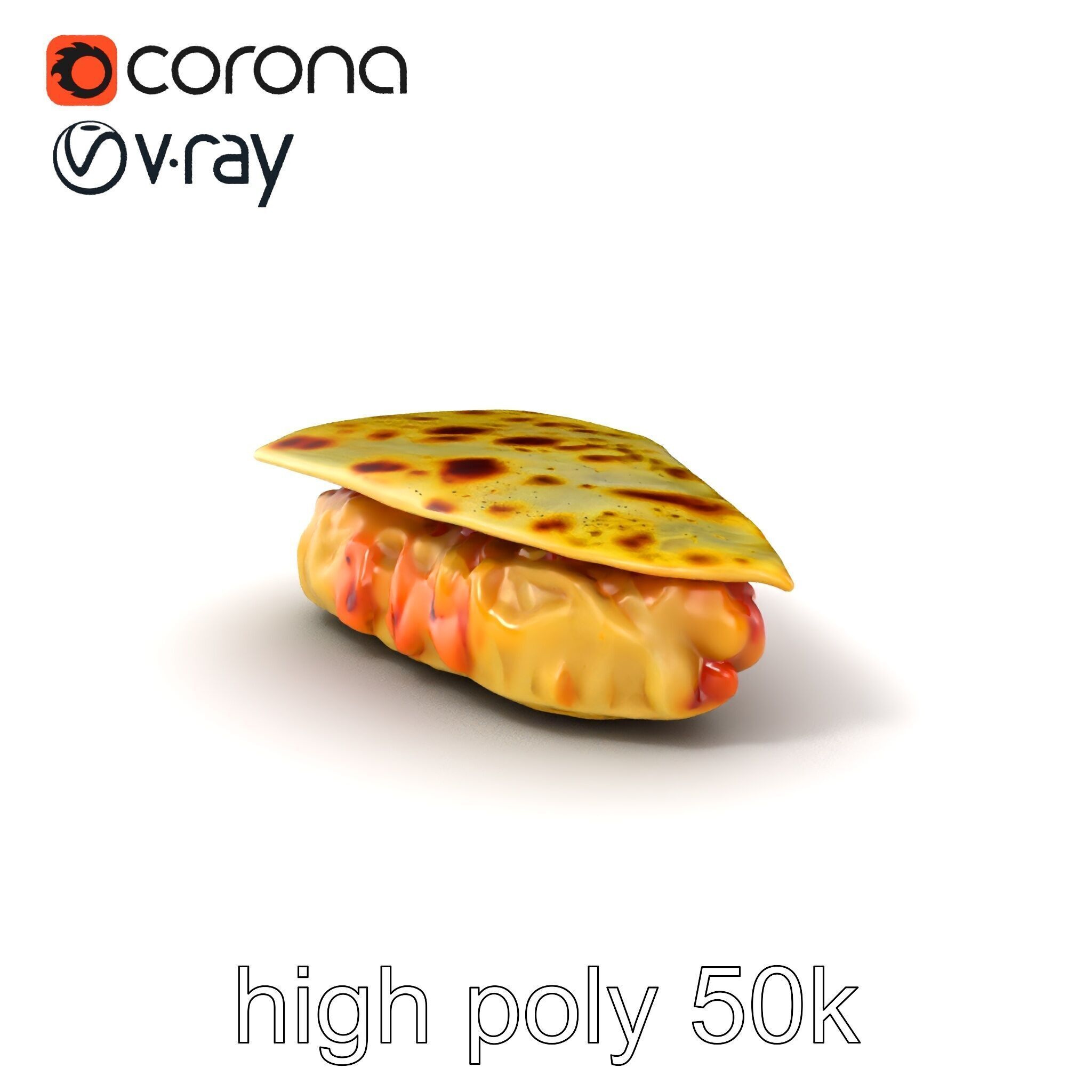 Realistic Chicken Quesadilla with Cheese Pull model pack Low-poly 3D model_2