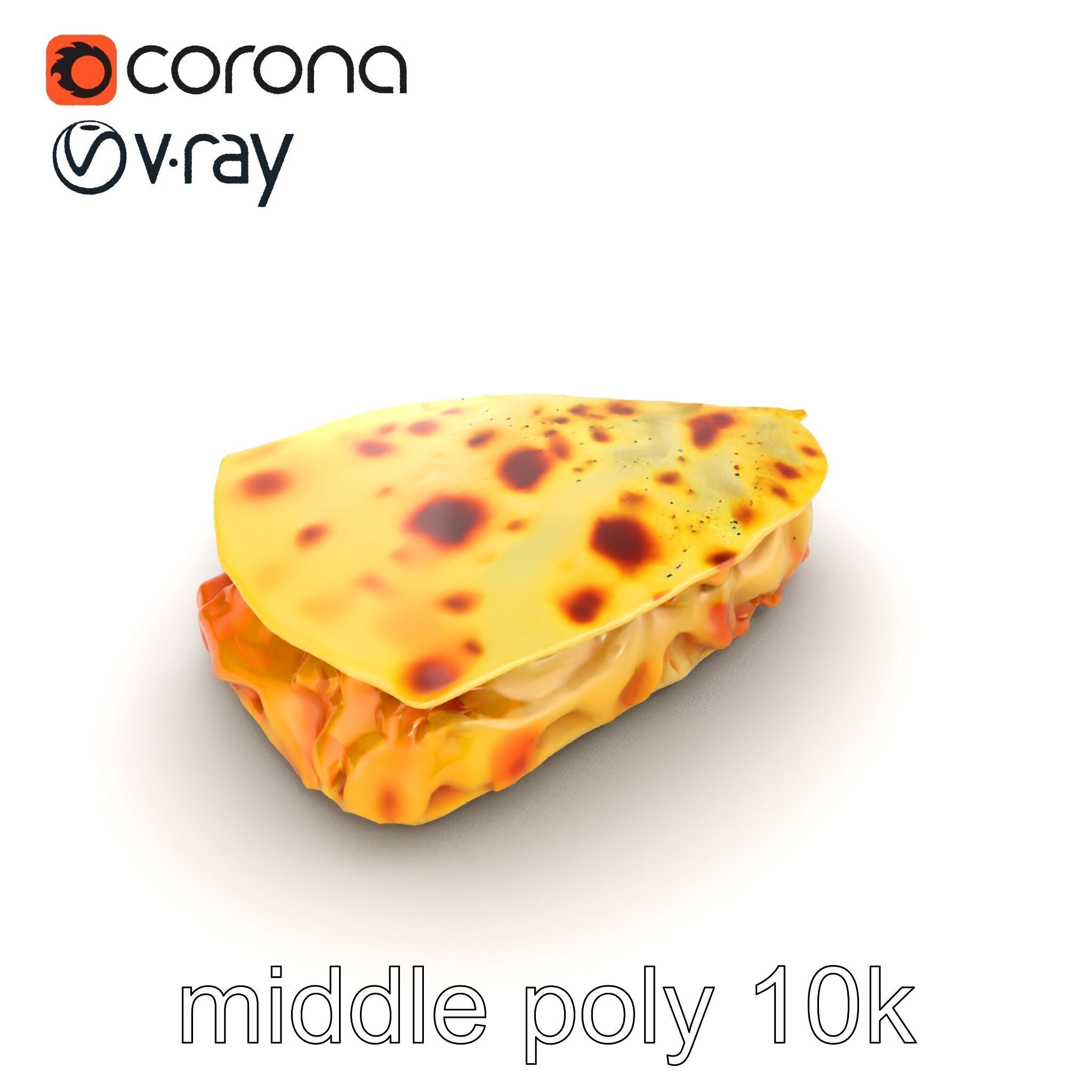 Realistic Chicken Quesadilla with Cheese Pull model pack Low-poly 3D model_16