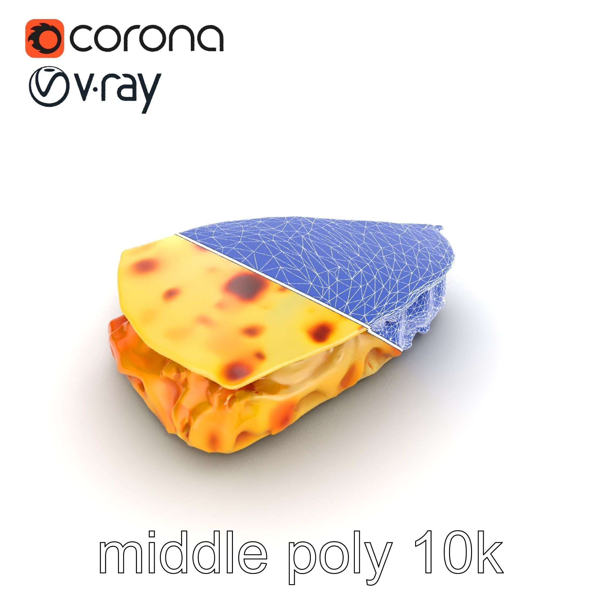 Realistic Chicken Quesadilla with Cheese Pull model pack Low-poly 3D model_18