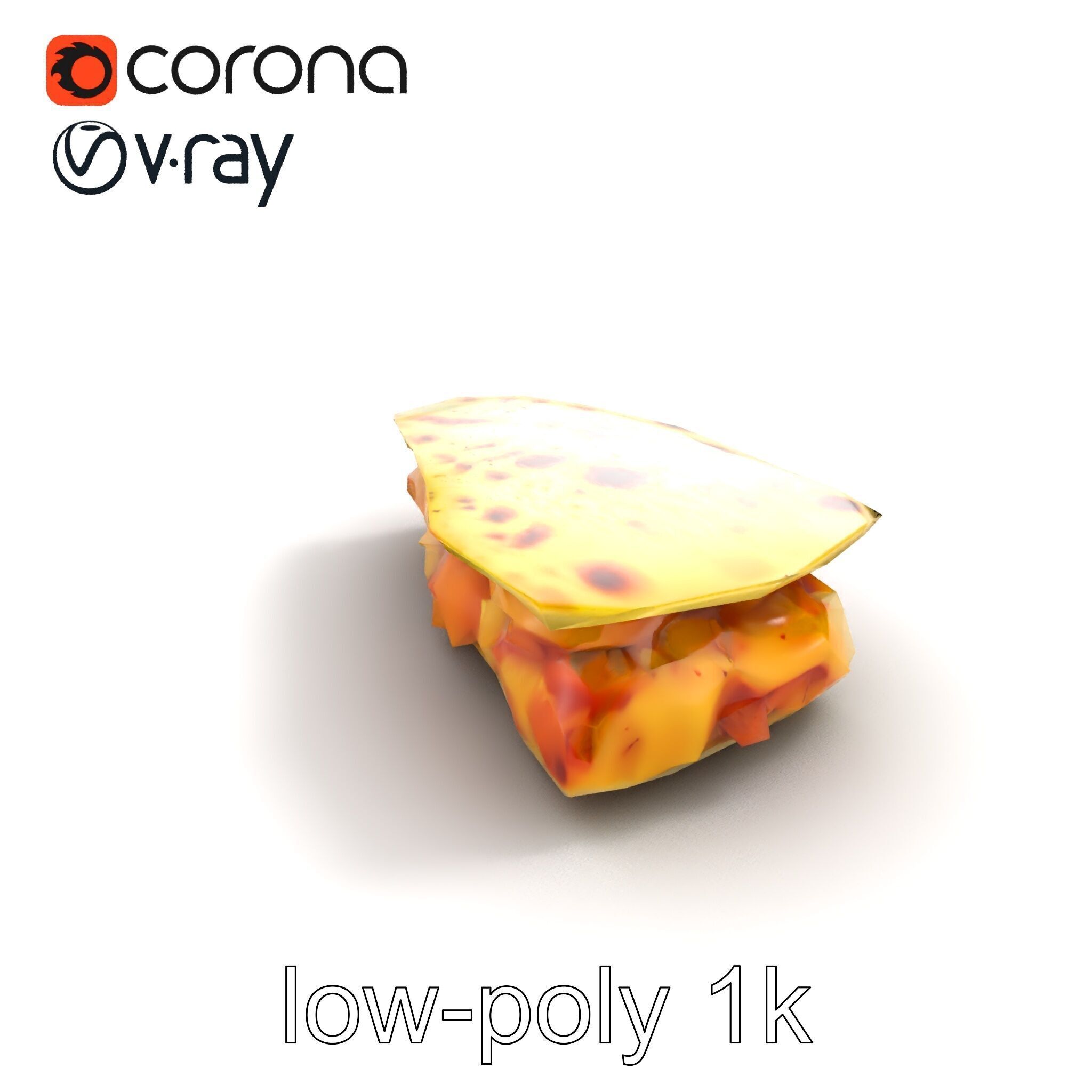 Realistic Chicken Quesadilla with Cheese Pull model pack Low-poly 3D model_8