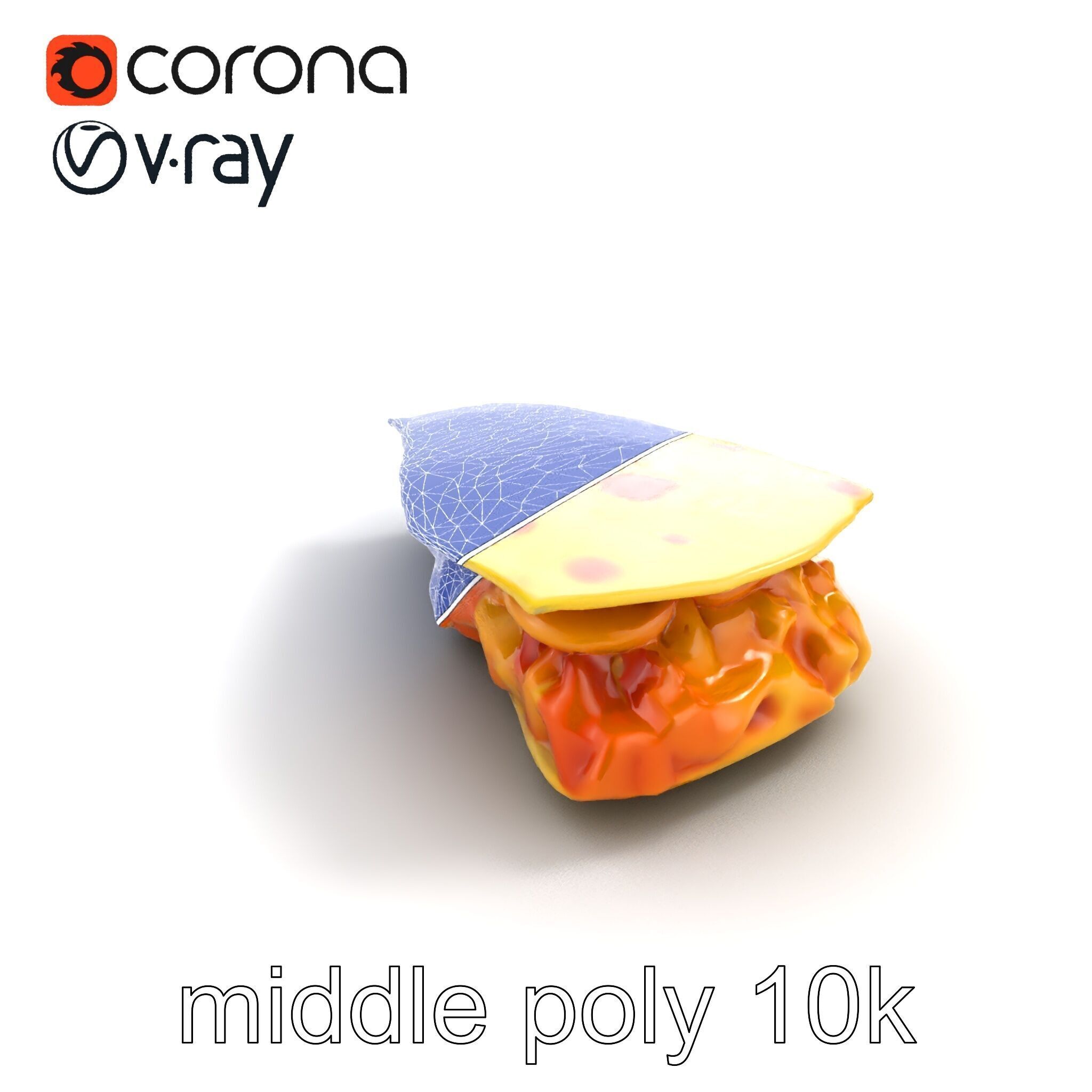 Realistic Chicken Quesadilla with Cheese Pull model pack Low-poly 3D model_10