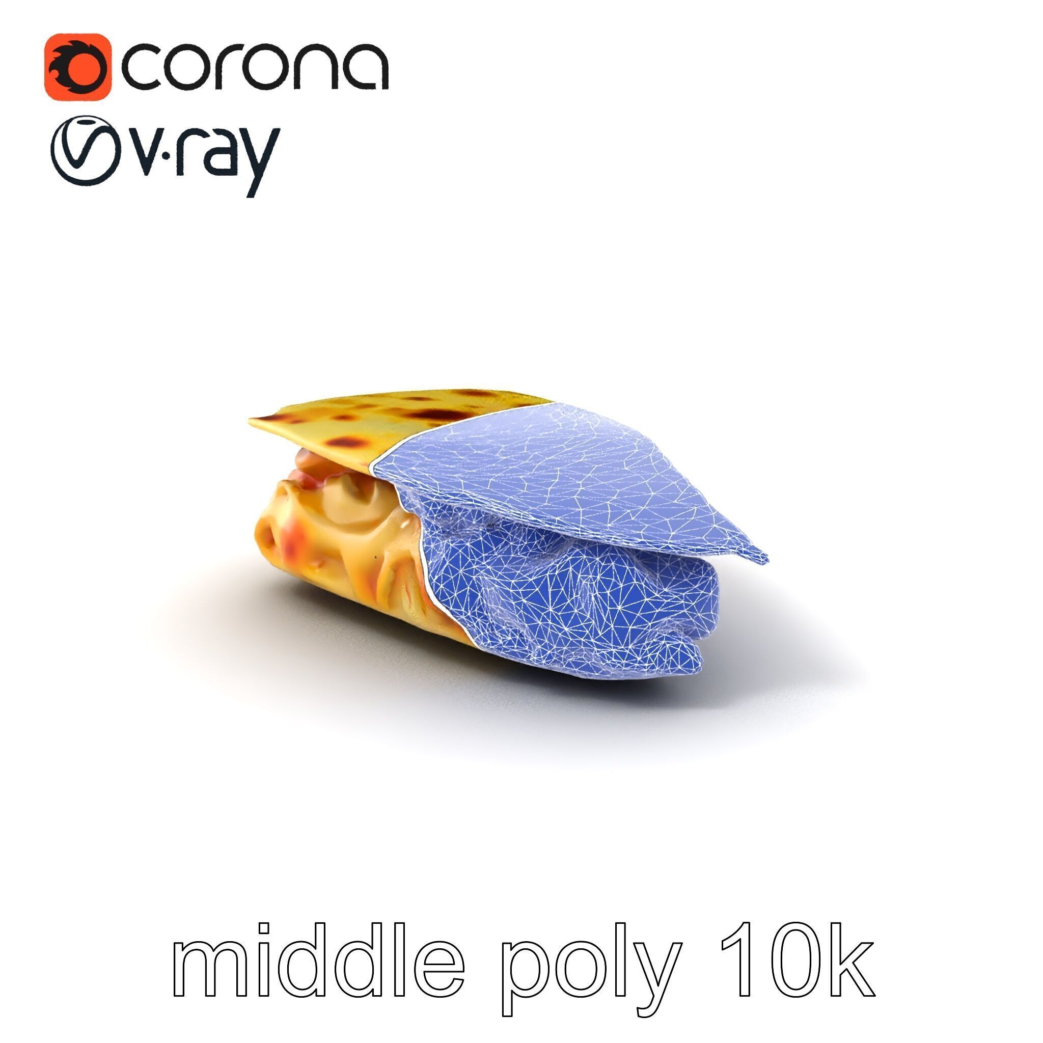 Realistic Chicken Quesadilla with Cheese Pull model pack Low-poly 3D model_5