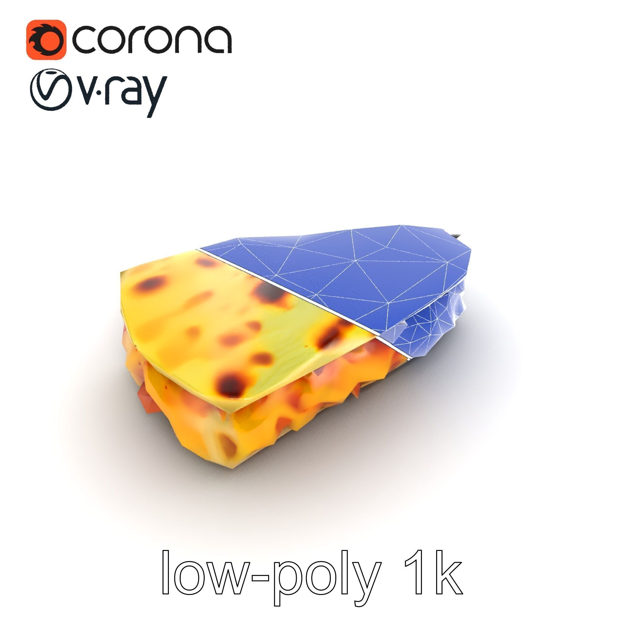 Realistic Chicken Quesadilla with Cheese Pull model pack Low-poly 3D model_27