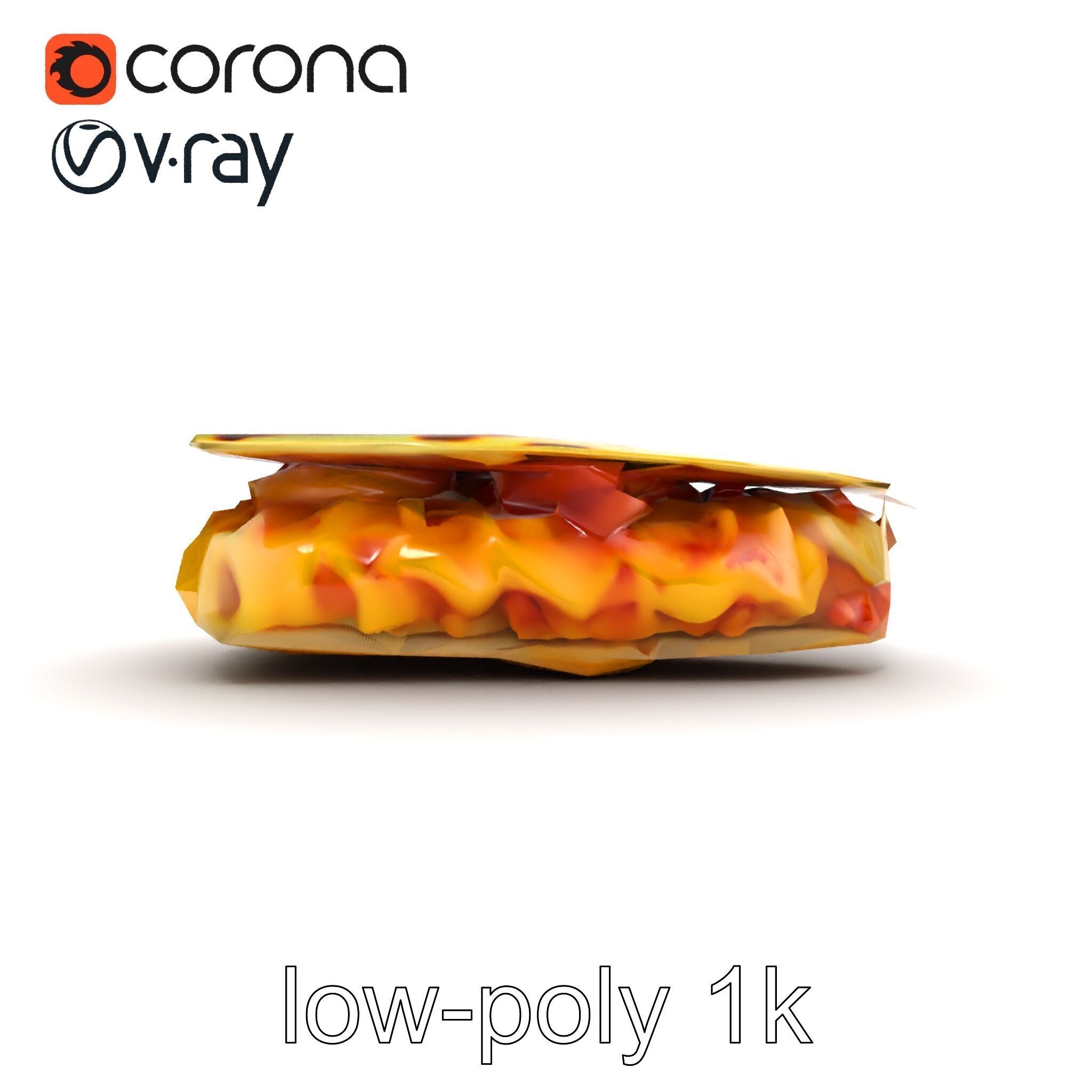 Realistic Chicken Quesadilla with Cheese Pull model pack Low-poly 3D model_11