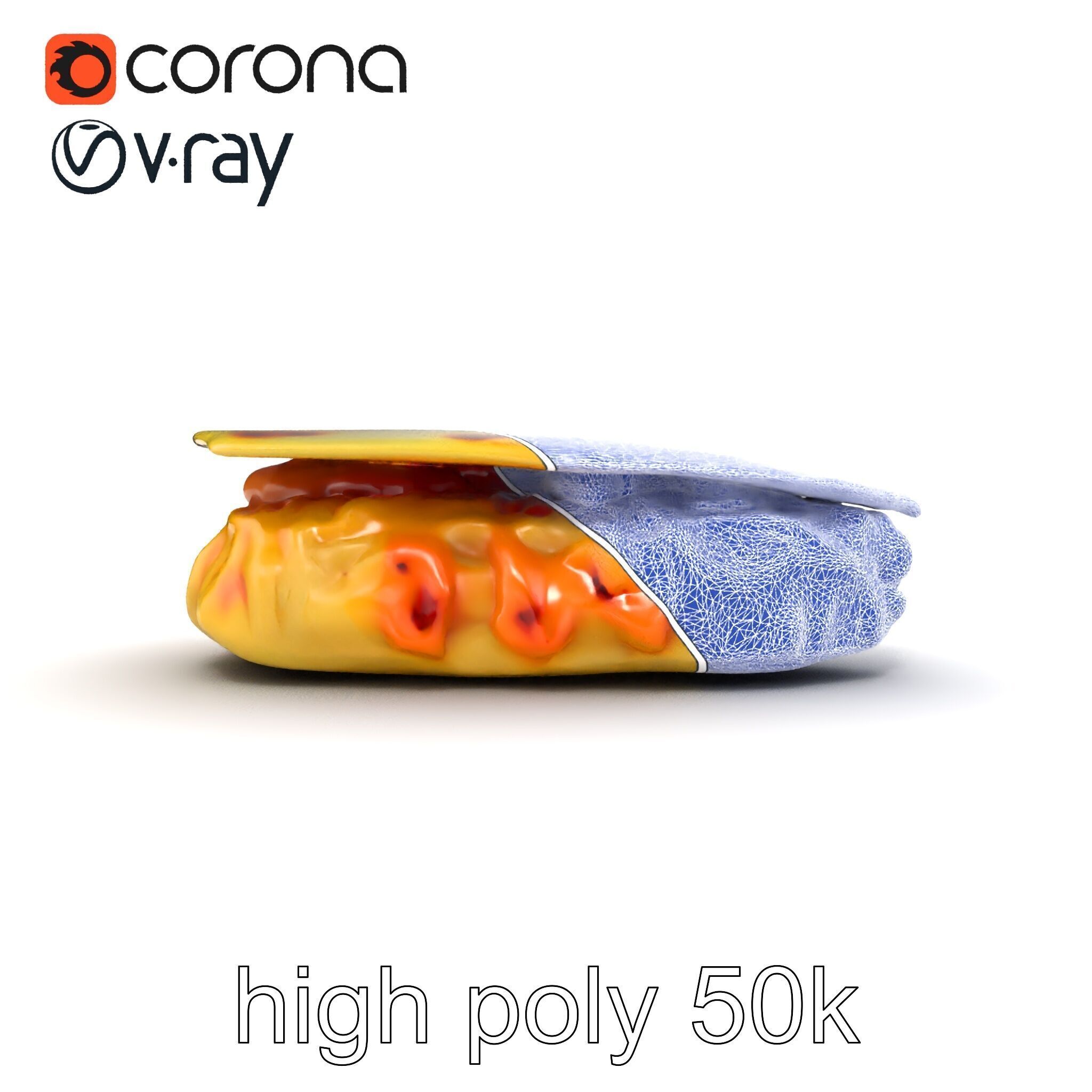 Realistic Chicken Quesadilla with Cheese Pull model pack Low-poly 3D model_29