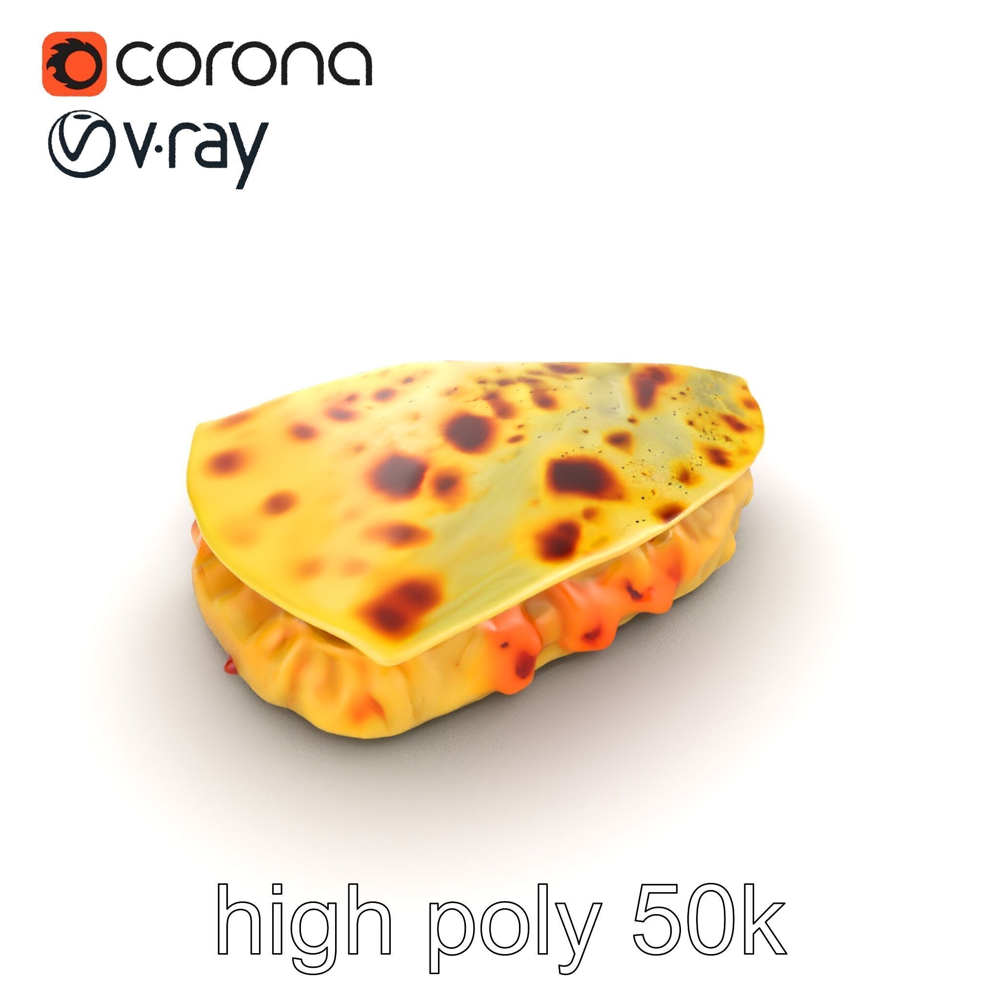 Realistic Chicken Quesadilla with Cheese Pull model pack Low-poly 3D model_20