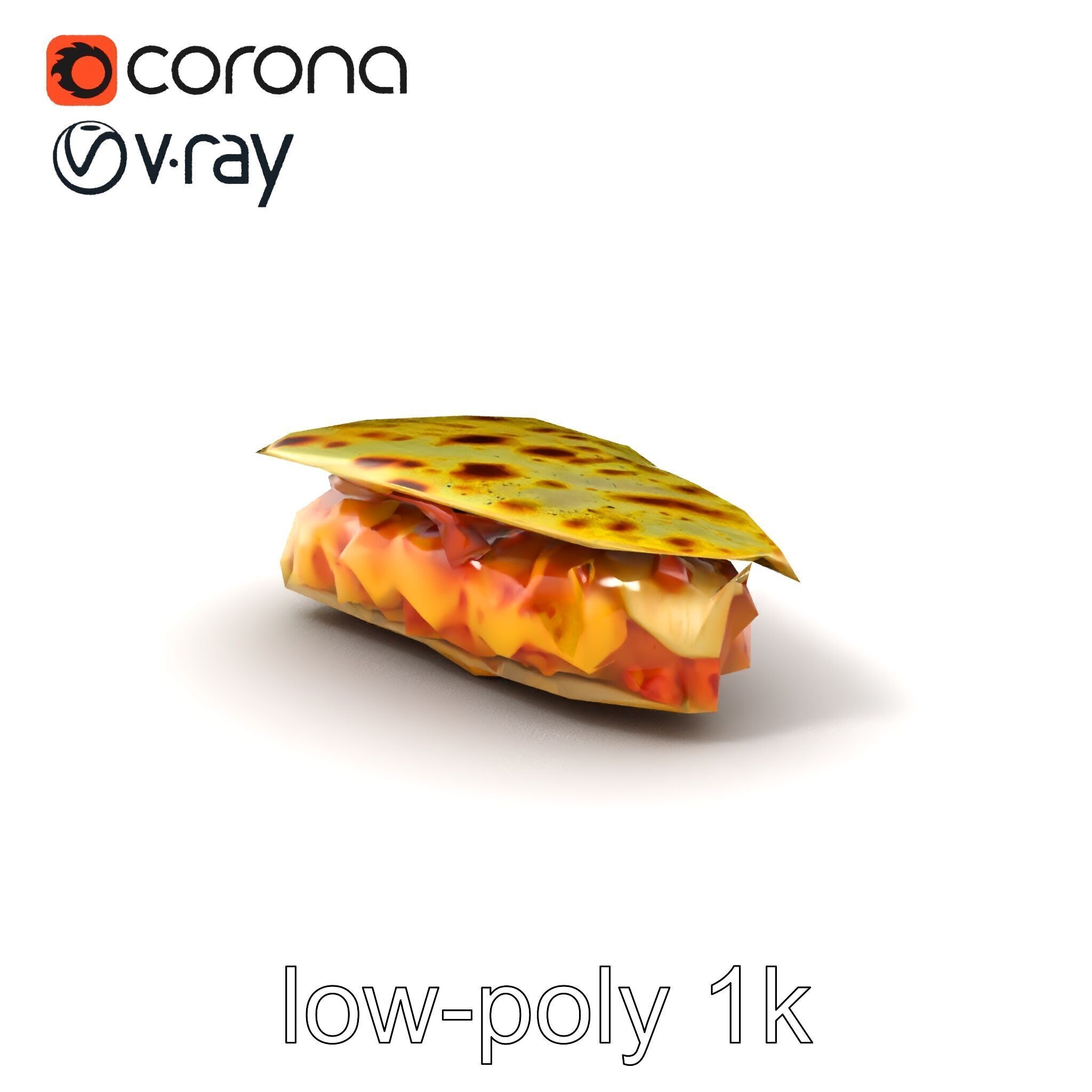 Realistic Chicken Quesadilla with Cheese Pull model pack Low-poly 3D model_4