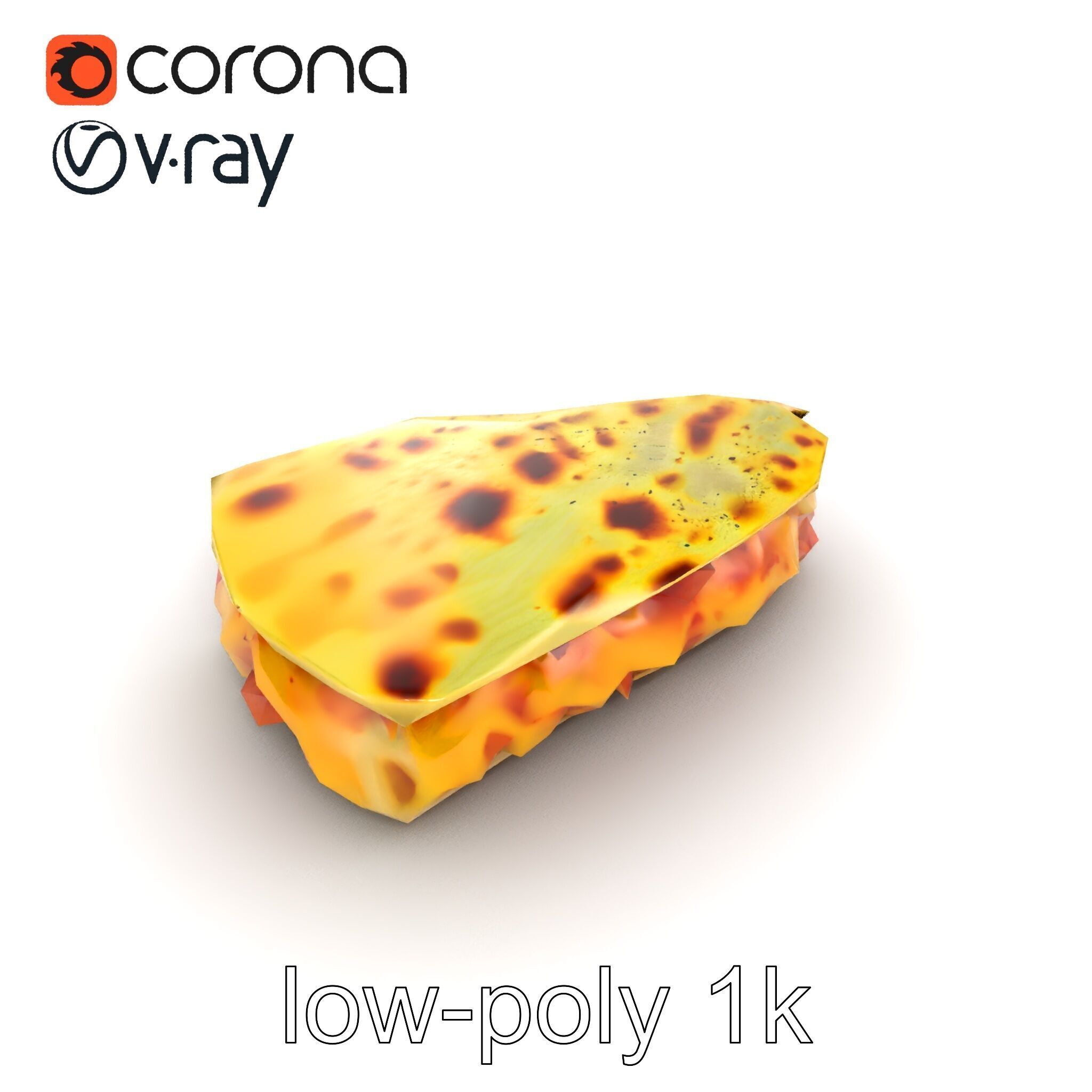 Realistic Chicken Quesadilla with Cheese Pull model pack Low-poly 3D model_24