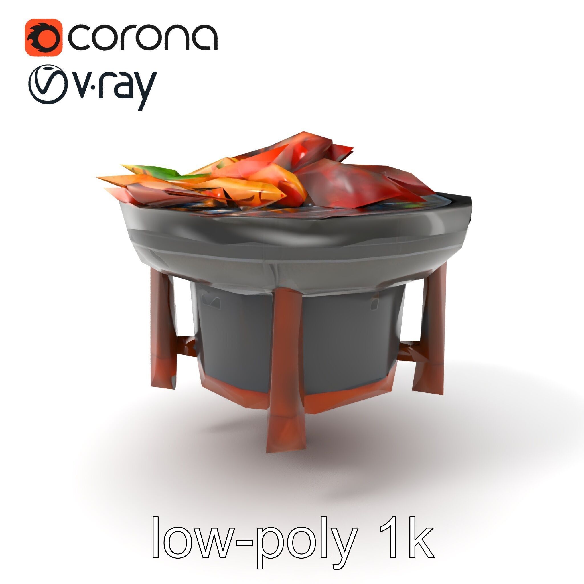 Korean BBQ Grill Table Photorealistic Model Pack Low-poly 3D model_4