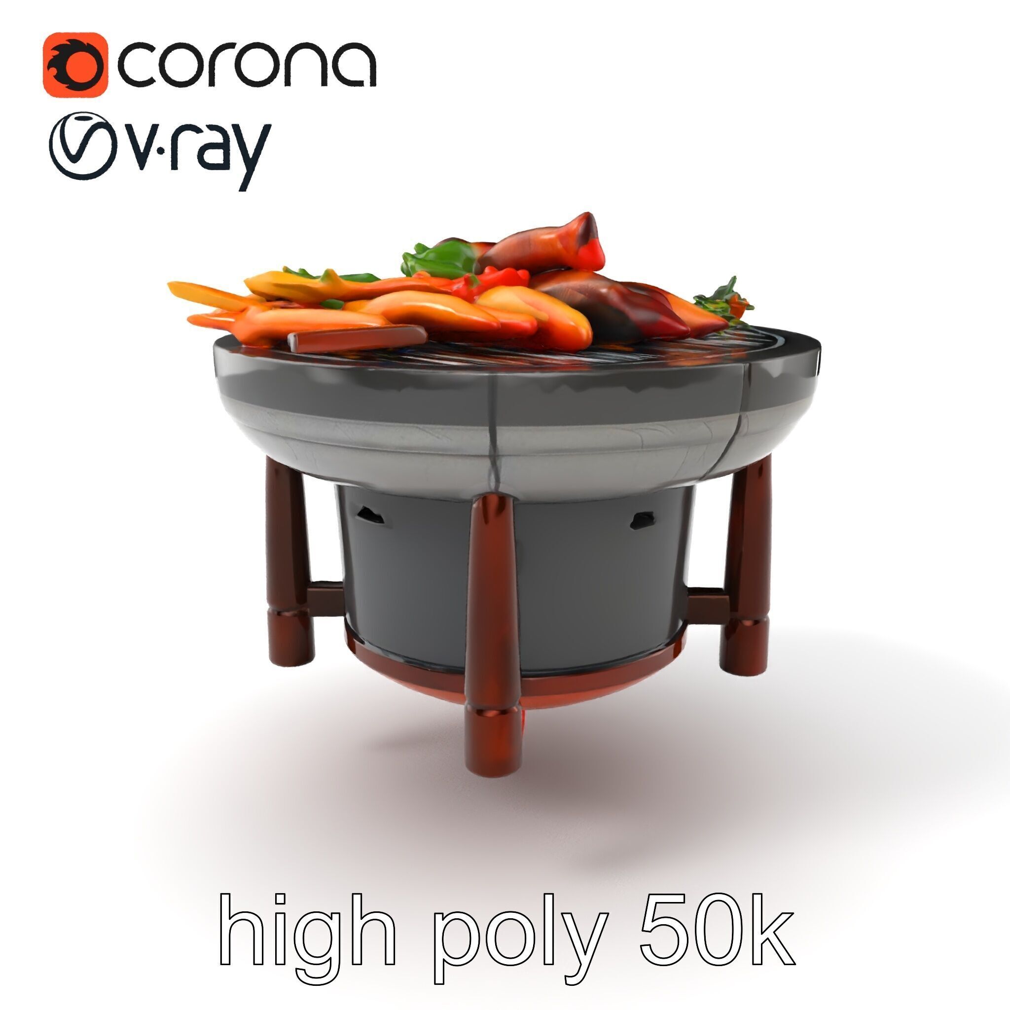 Korean BBQ Grill Table Photorealistic Model Pack Low-poly 3D model_2