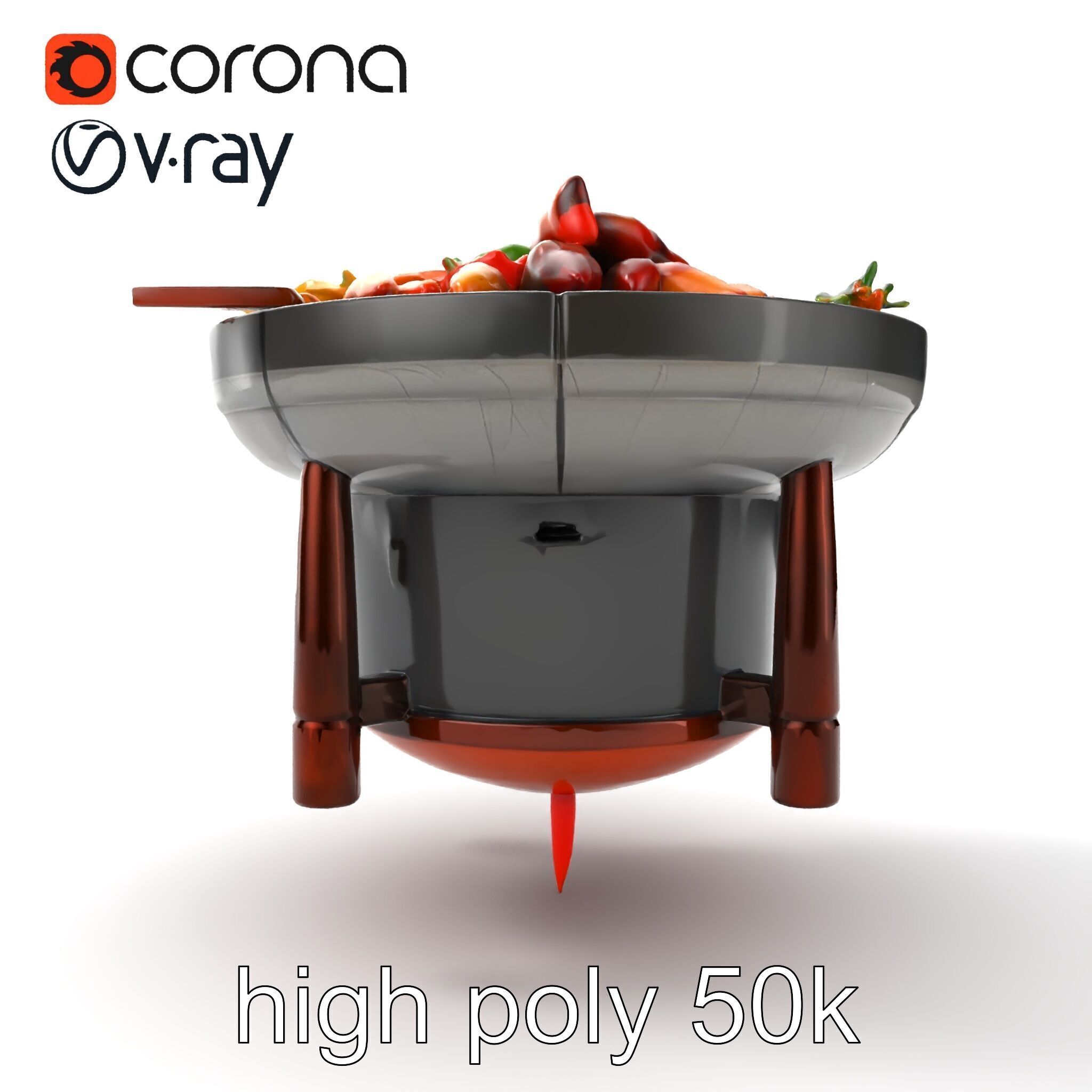 Korean BBQ Grill Table Photorealistic Model Pack Low-poly 3D model_18