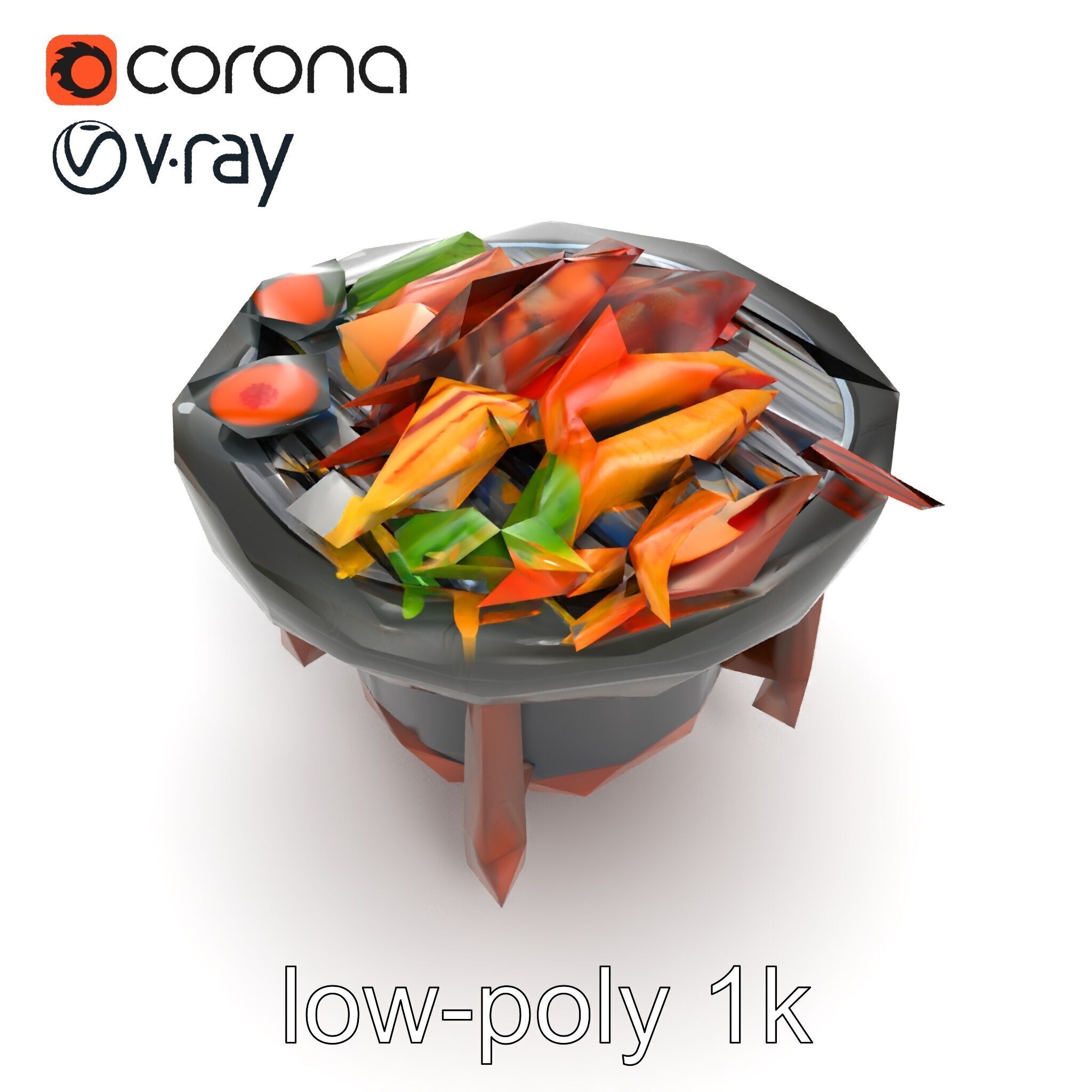 Korean BBQ Grill Table Photorealistic Model Pack Low-poly 3D model_27