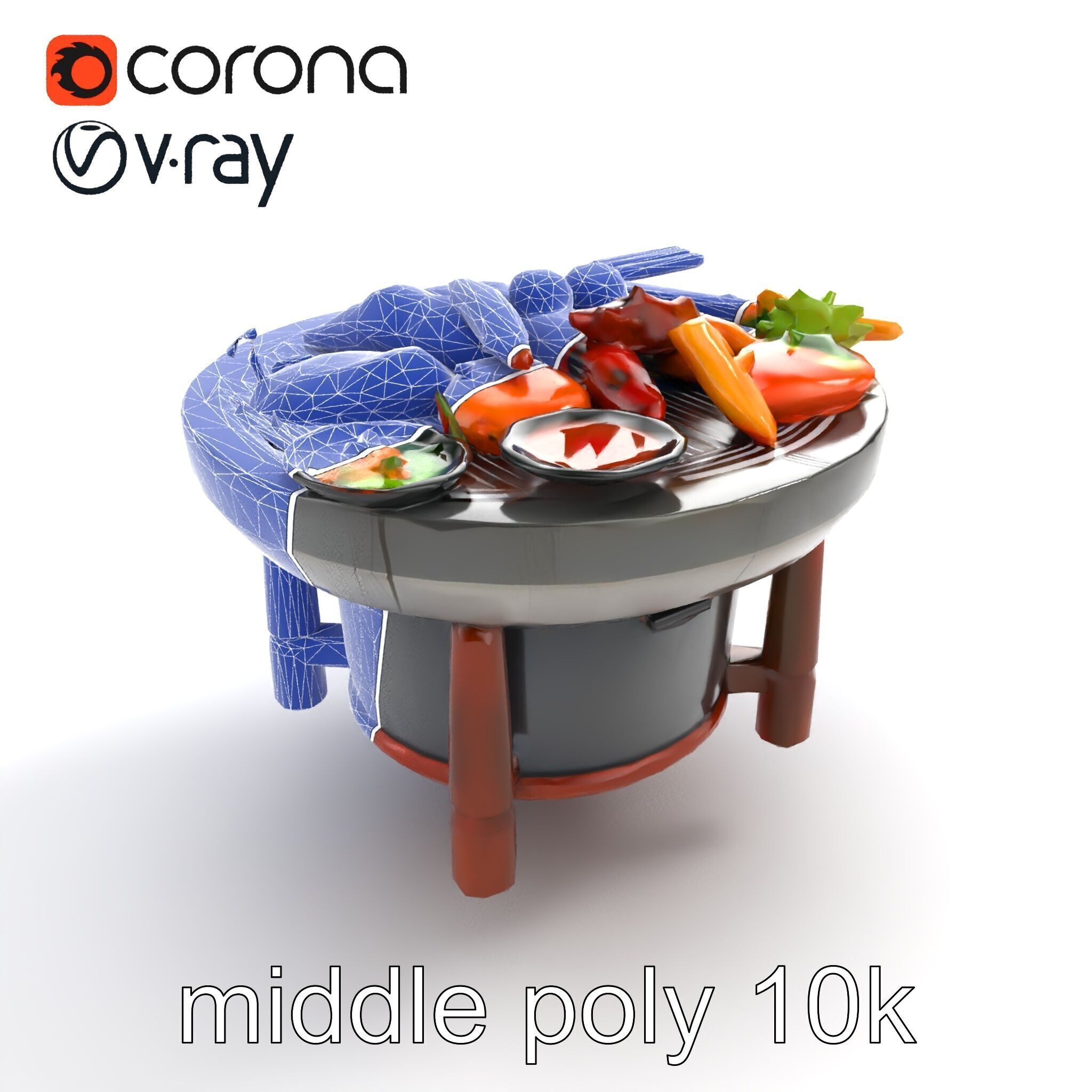 Korean BBQ Grill Table Photorealistic Model Pack Low-poly 3D model_10