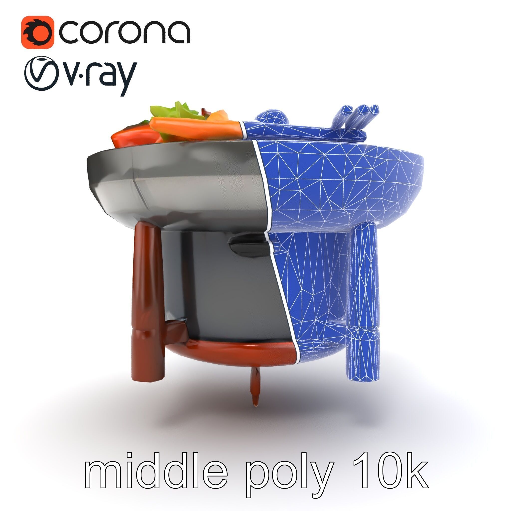 Korean BBQ Grill Table Photorealistic Model Pack Low-poly 3D model_21