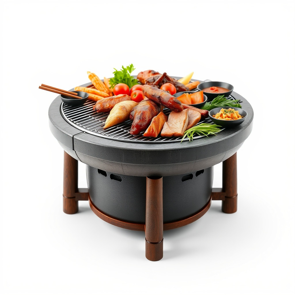 Korean BBQ Grill Table Photorealistic Model Pack Low-poly 3D model_3