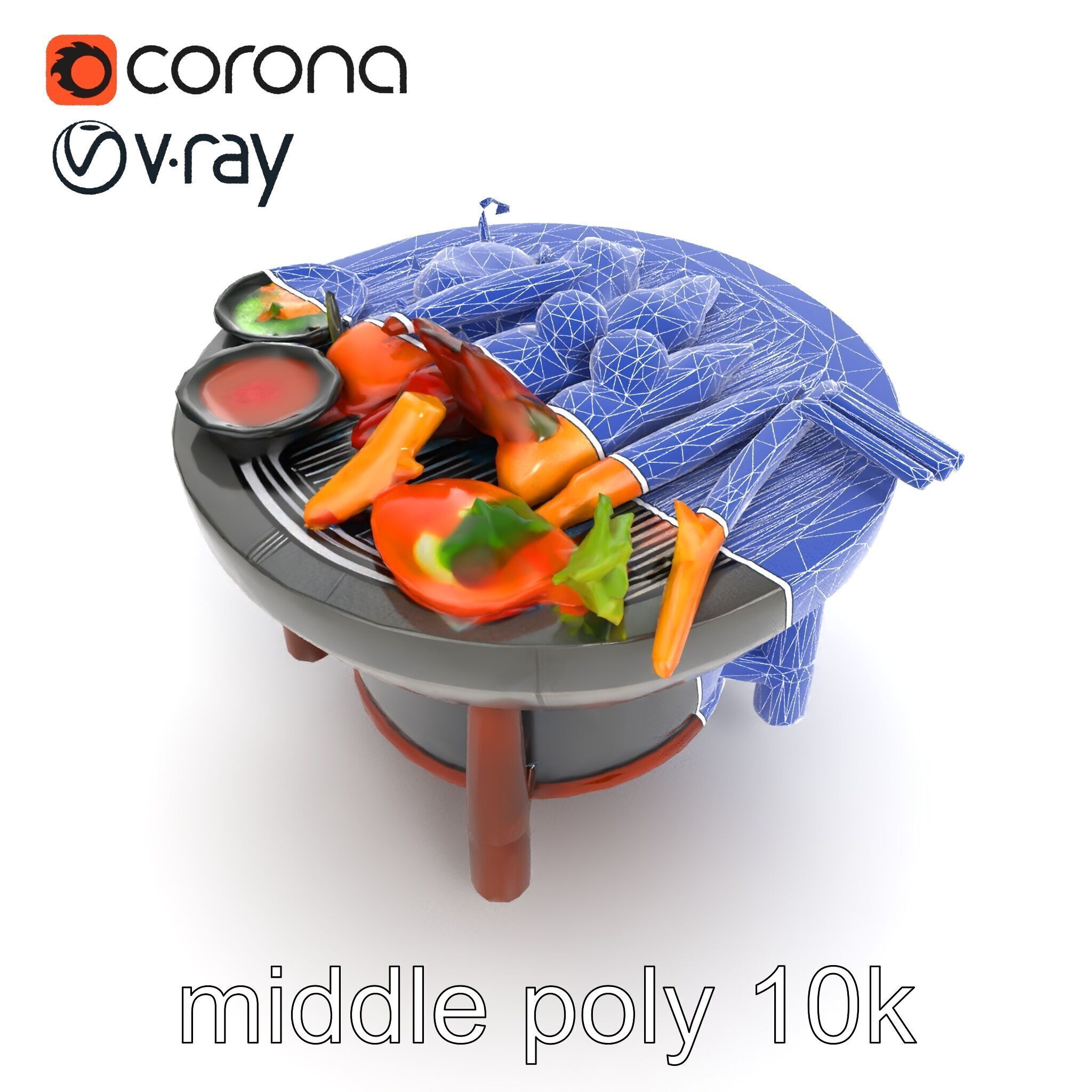 Korean BBQ Grill Table Photorealistic Model Pack Low-poly 3D model_29