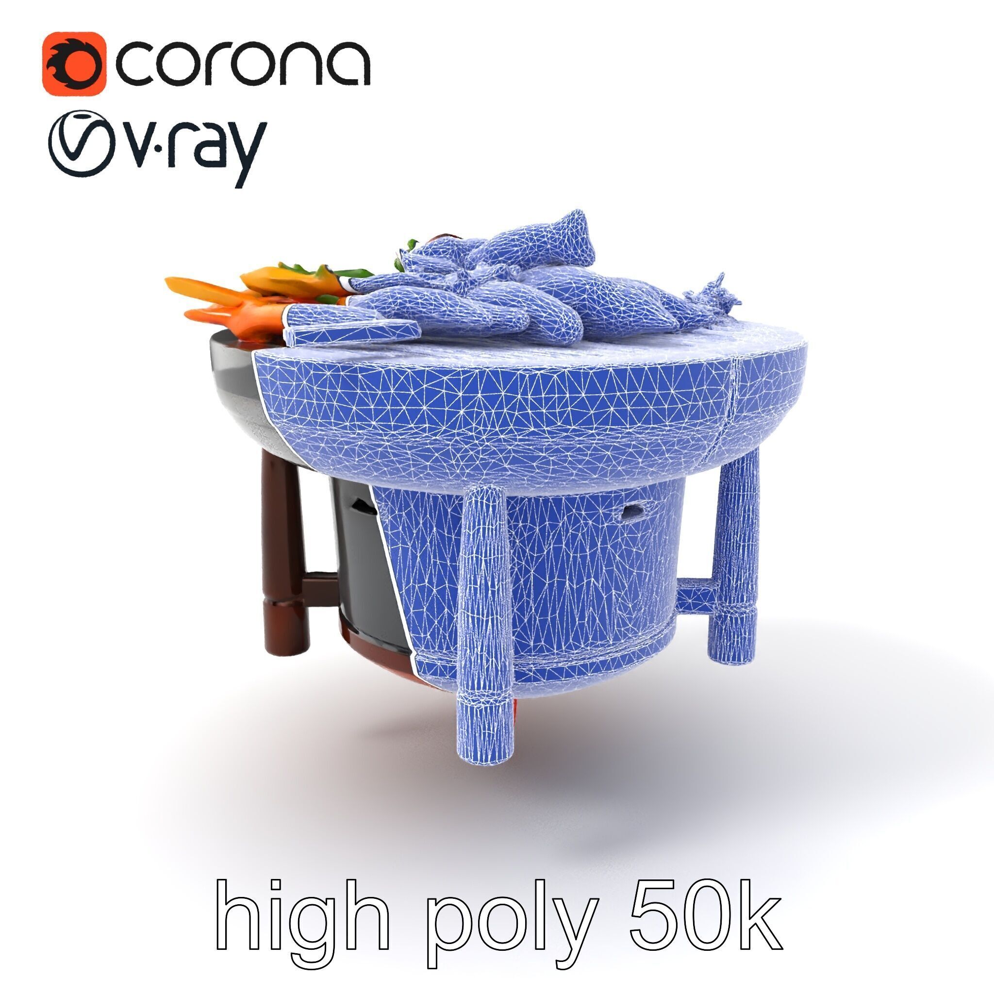 Korean BBQ Grill Table Photorealistic Model Pack Low-poly 3D model_1