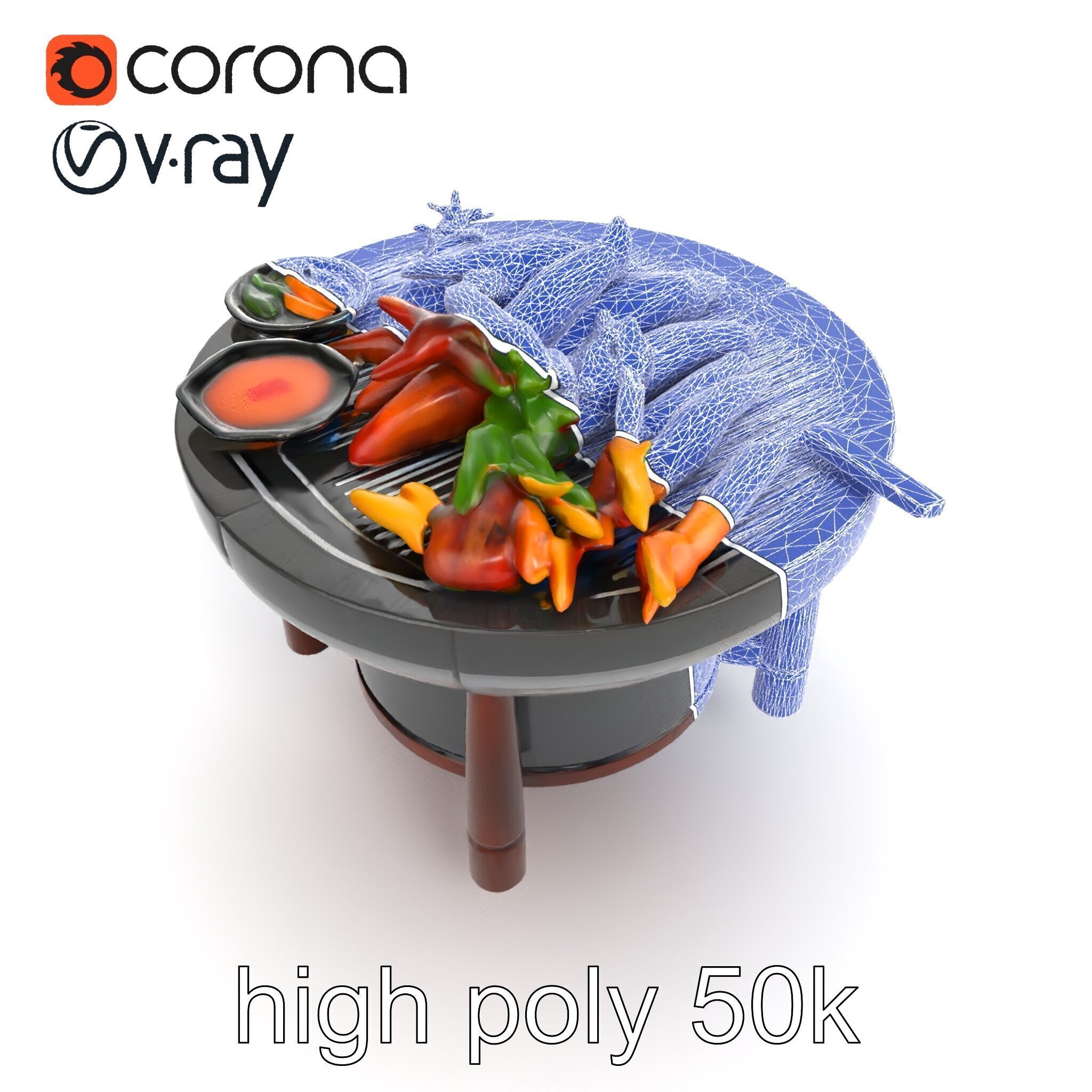 Korean BBQ Grill Table Photorealistic Model Pack Low-poly 3D model_23