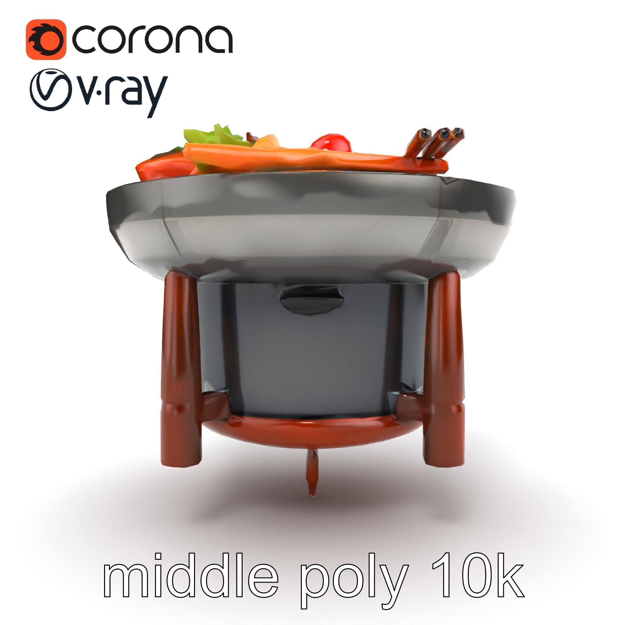 Korean BBQ Grill Table Photorealistic Model Pack Low-poly 3D model_17