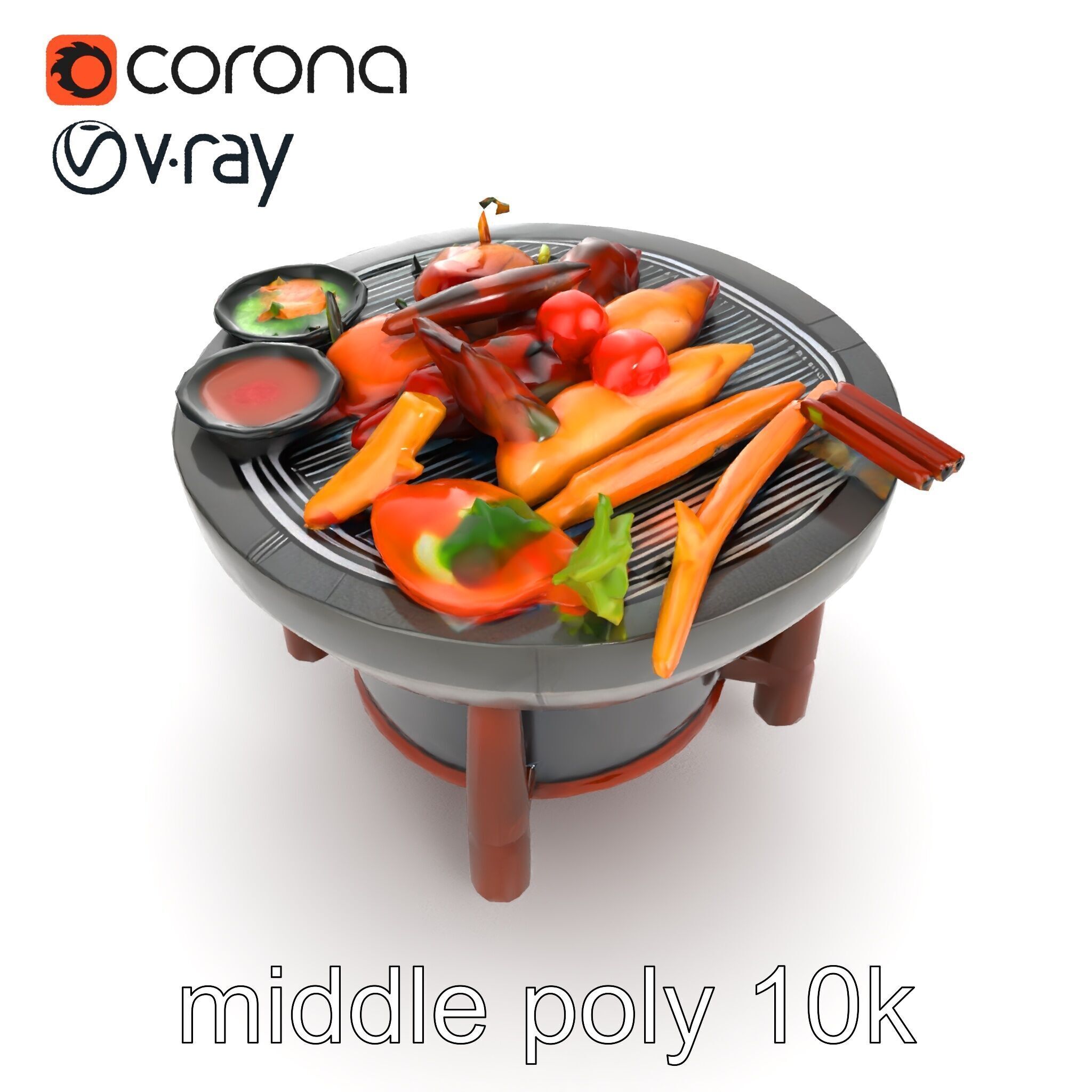 Korean BBQ Grill Table Photorealistic Model Pack Low-poly 3D model_12