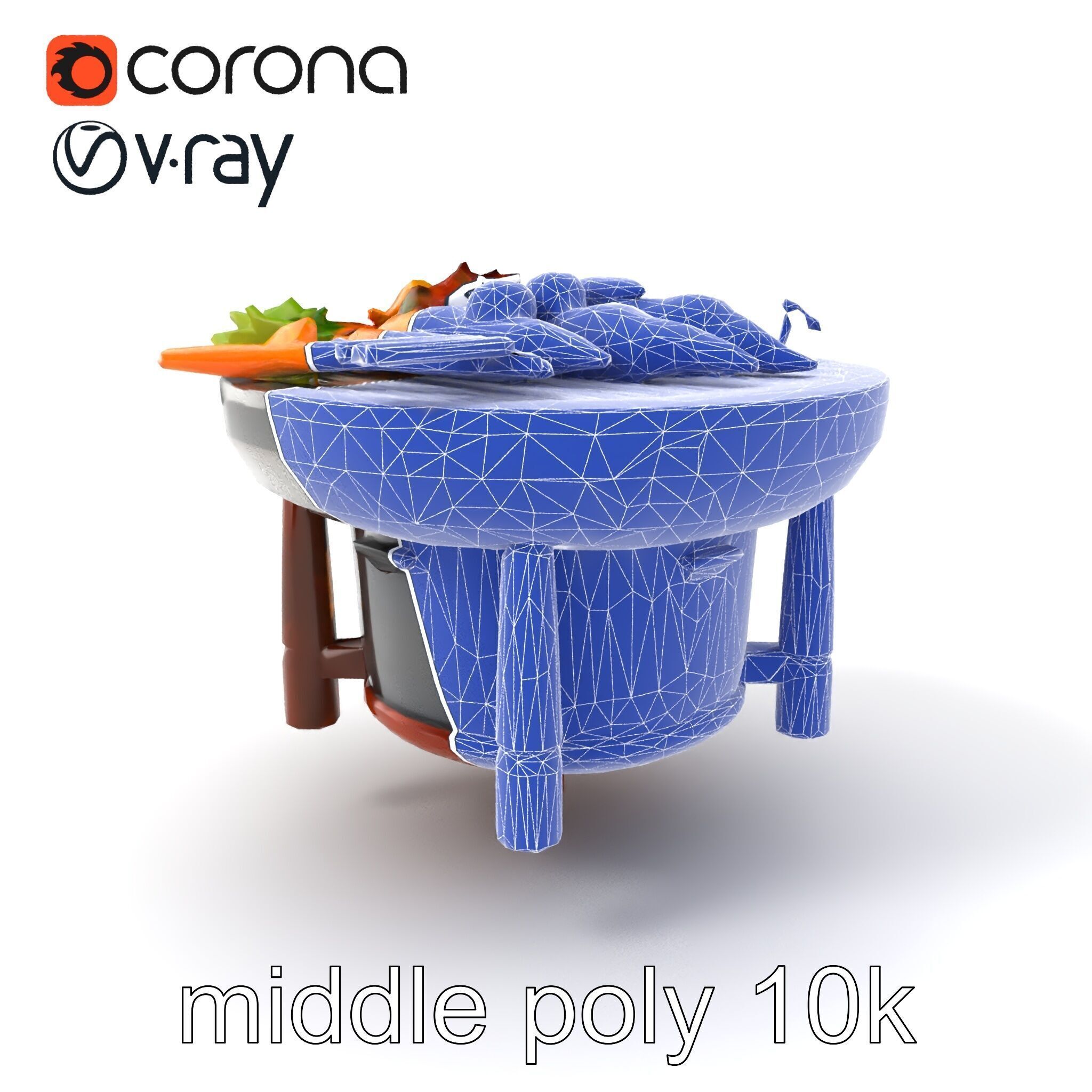 Korean BBQ Grill Table Photorealistic Model Pack Low-poly 3D model_5