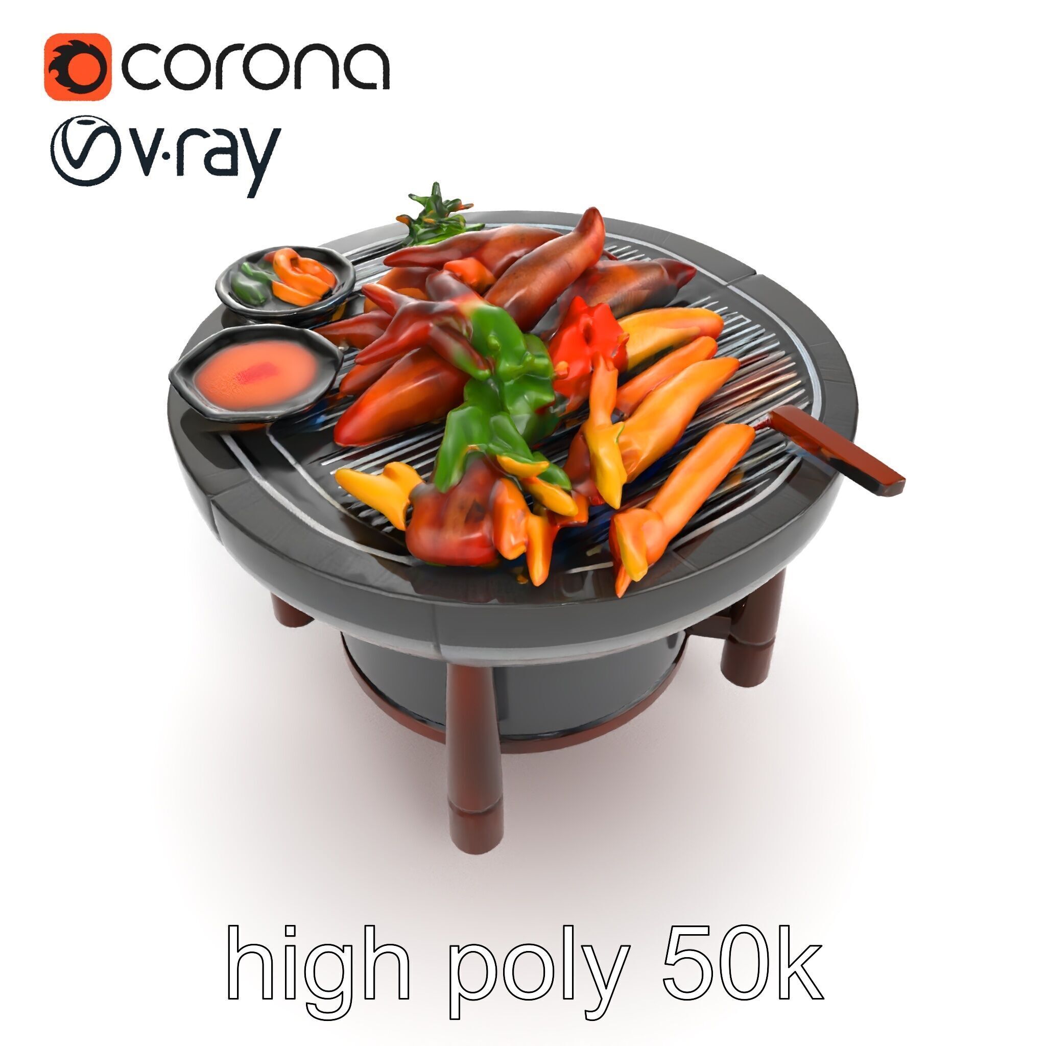 Korean BBQ Grill Table Photorealistic Model Pack Low-poly 3D model_13
