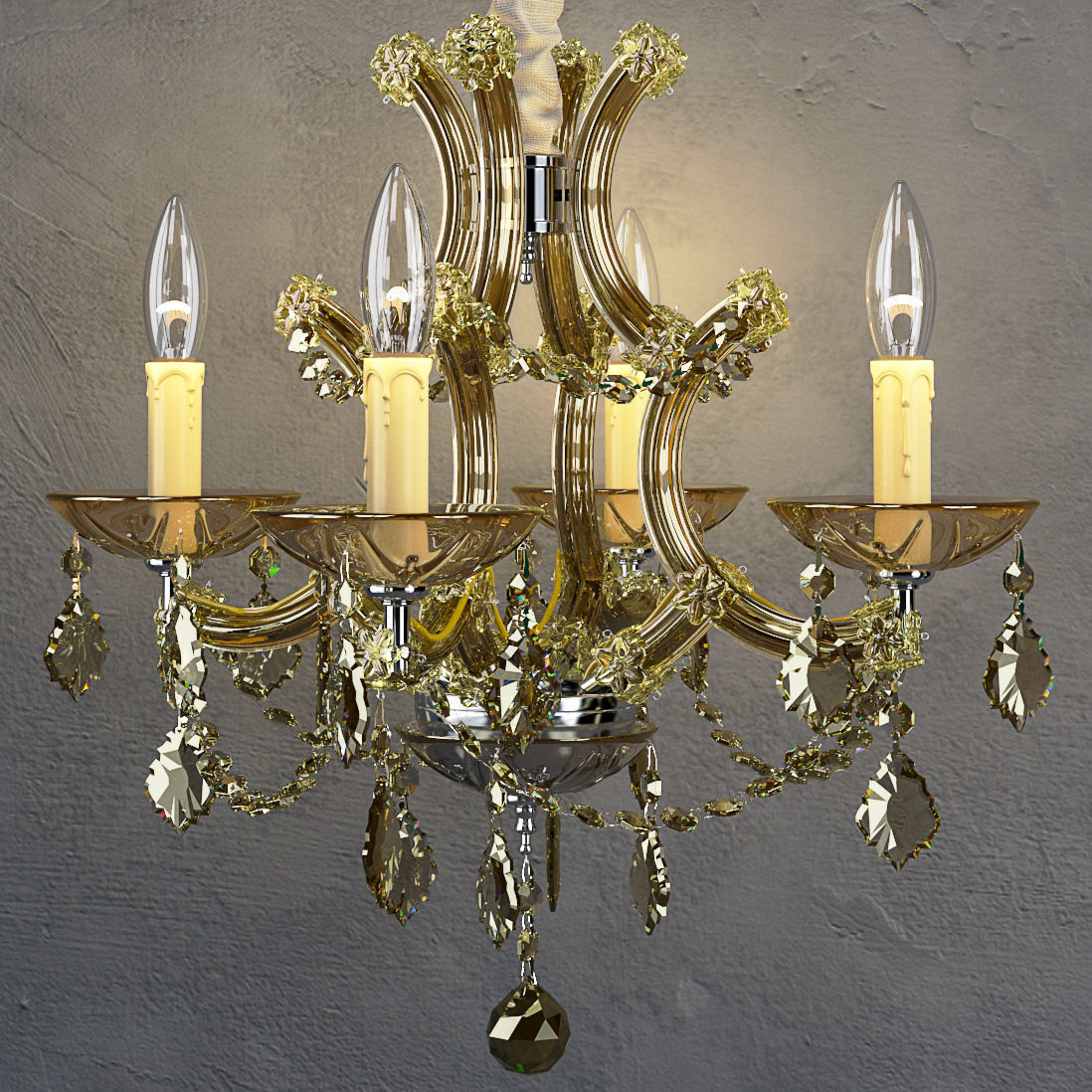 golden teak chandelier 3D model_1