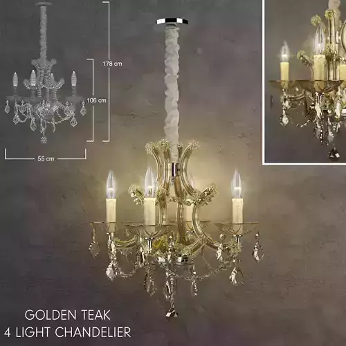 golden teak chandelier 3D model