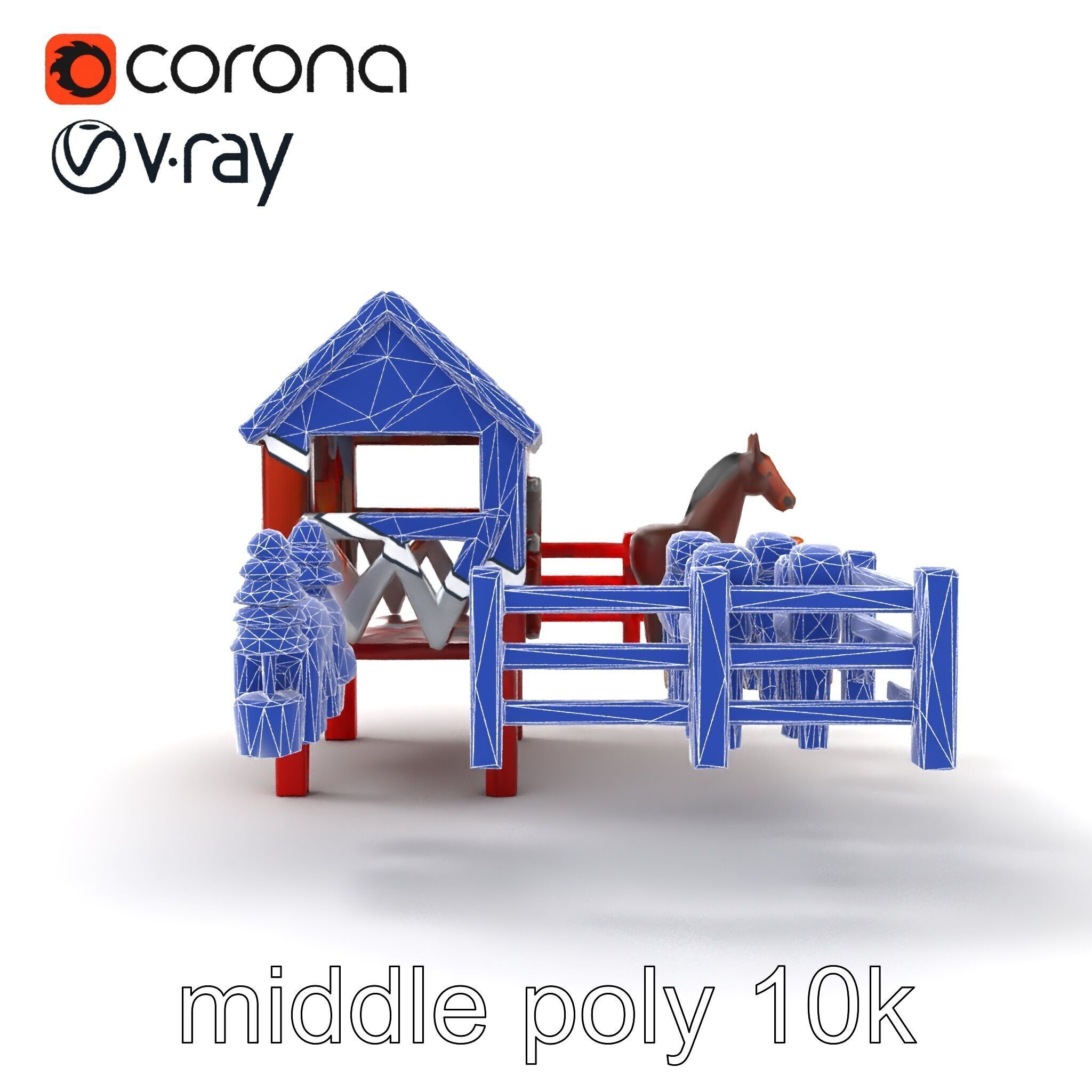 Farmyard Animal Playset Model Pack Low-poly 3D model_25