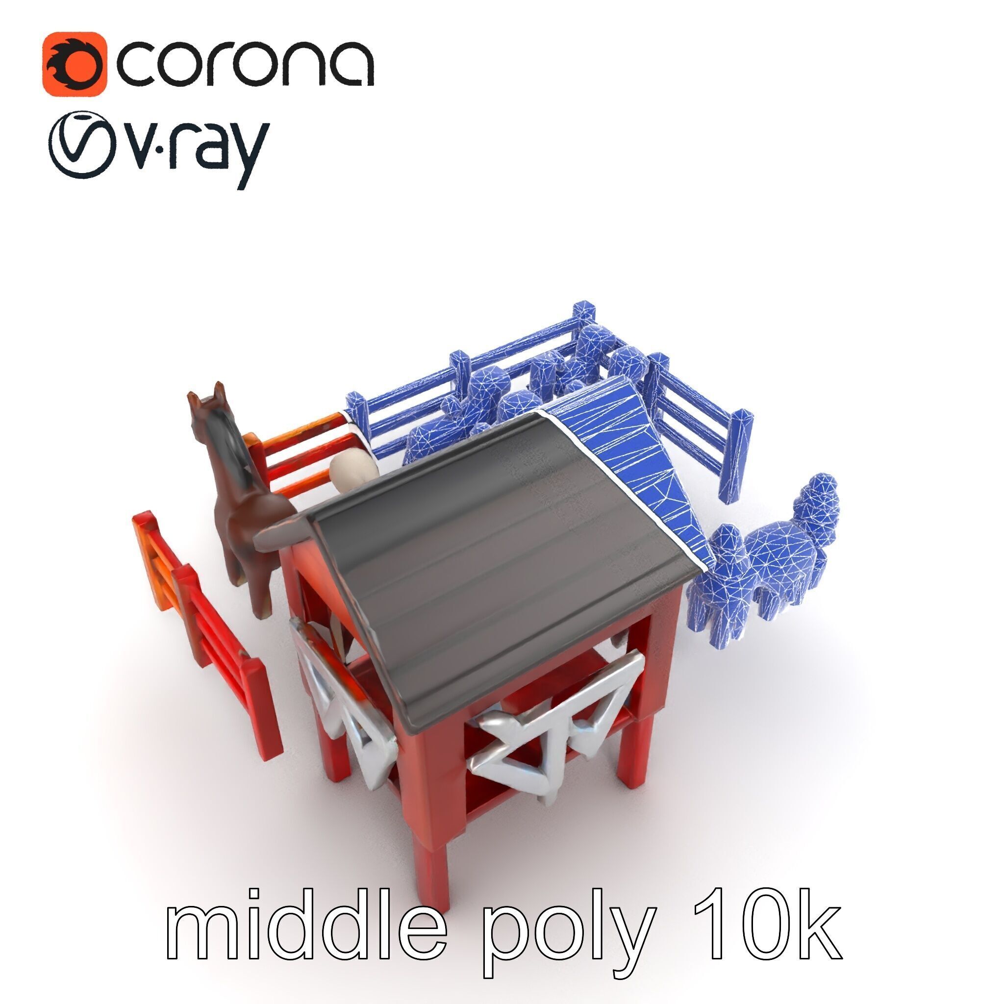 Farmyard Animal Playset Model Pack Low-poly 3D model_28