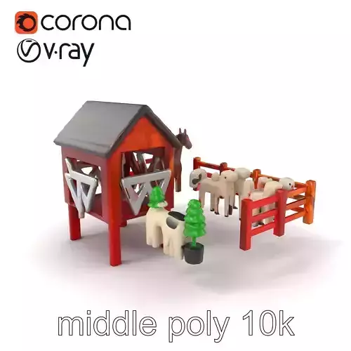 Farmyard Animal Playset Model Pack Low-poly 3D model