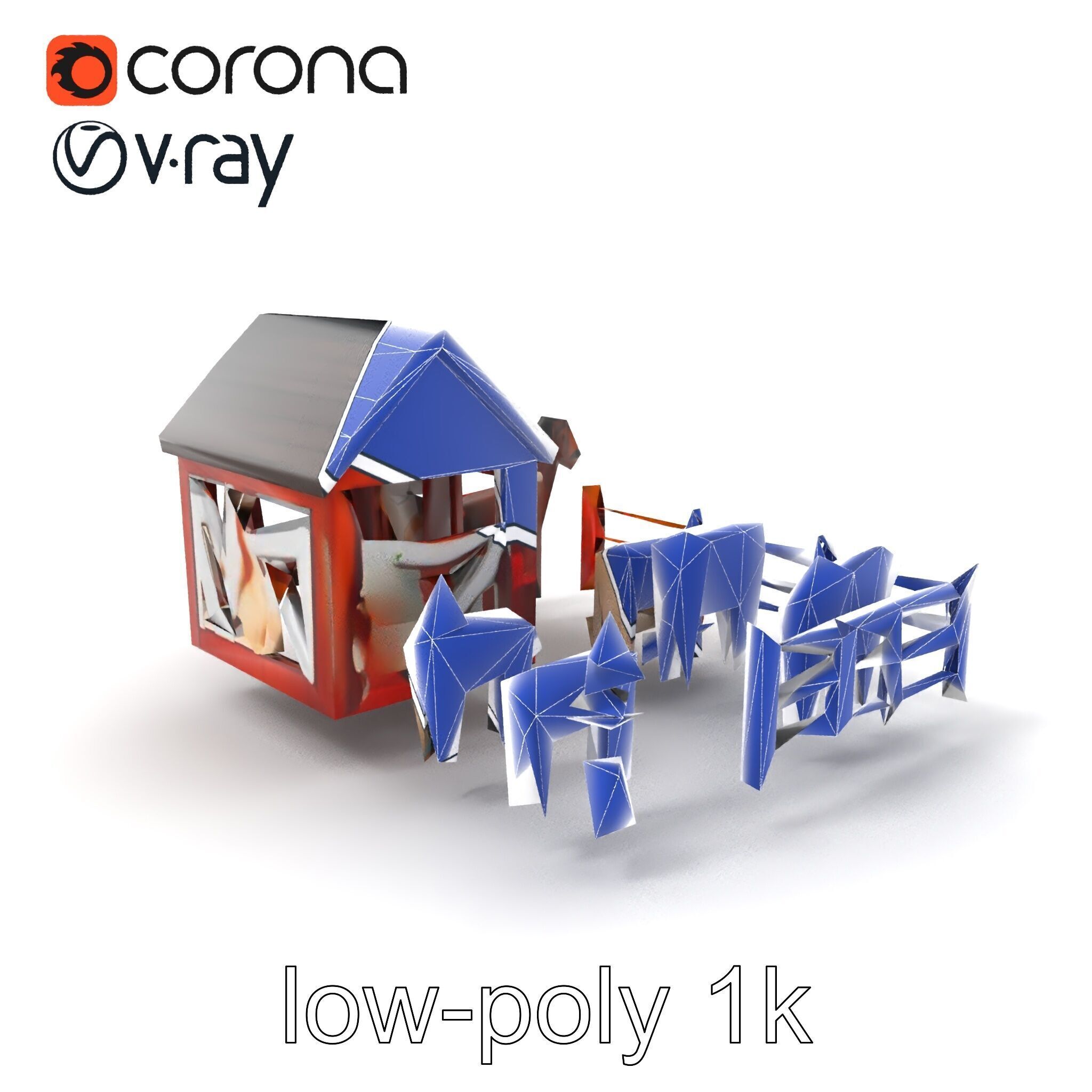 Farmyard Animal Playset Model Pack Low-poly 3D model_6