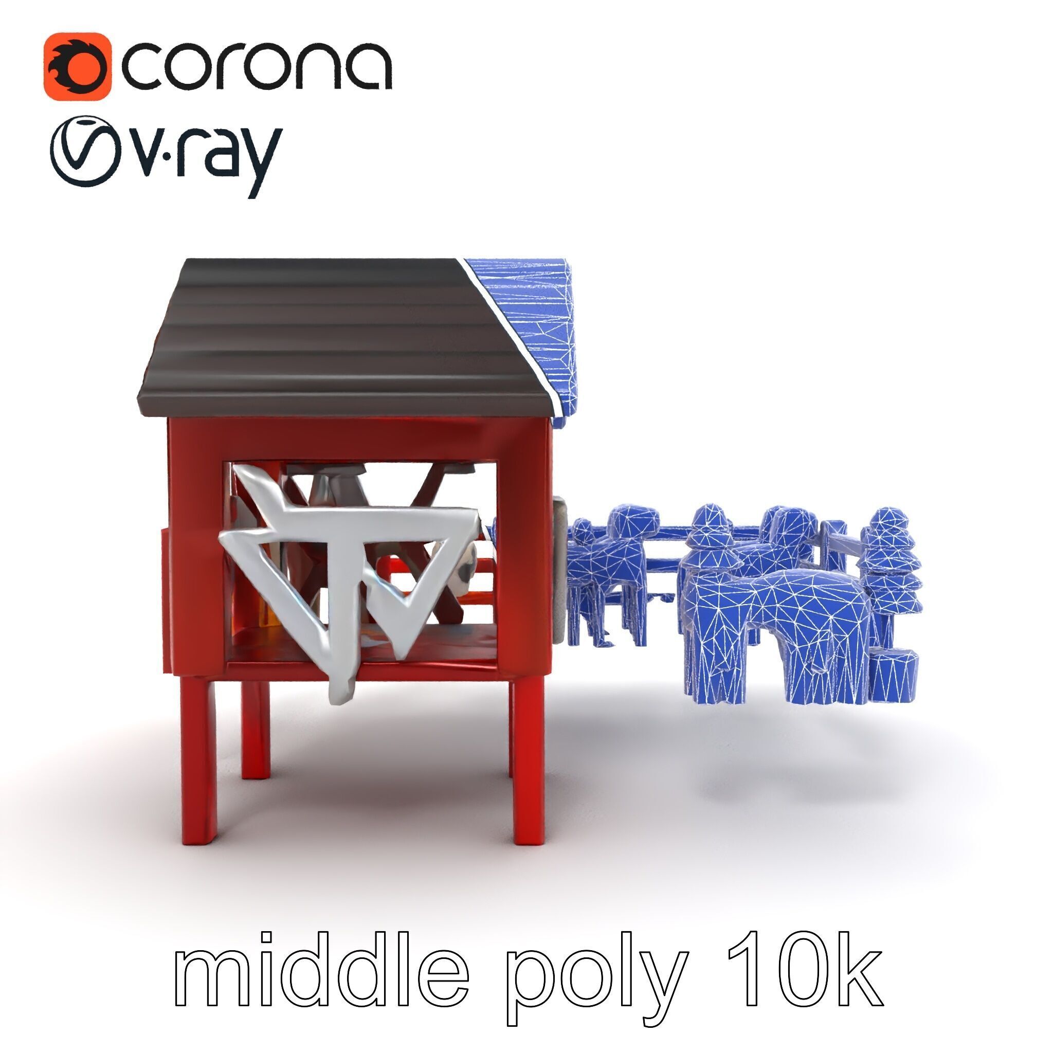 Farmyard Animal Playset Model Pack Low-poly 3D model_29