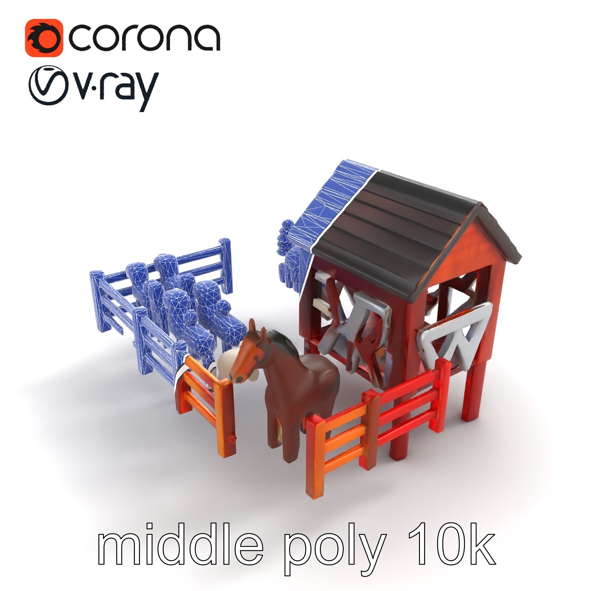Farmyard Animal Playset Model Pack Low-poly 3D model_10