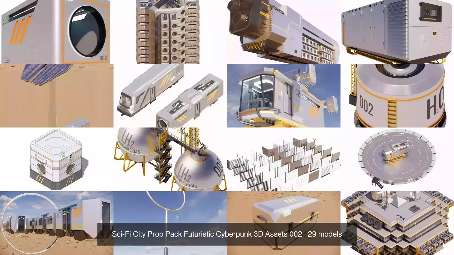 Sci-Fi City Prop Pack Futuristic Cyberpunk 3D Assets 002 3D Model Collection_1