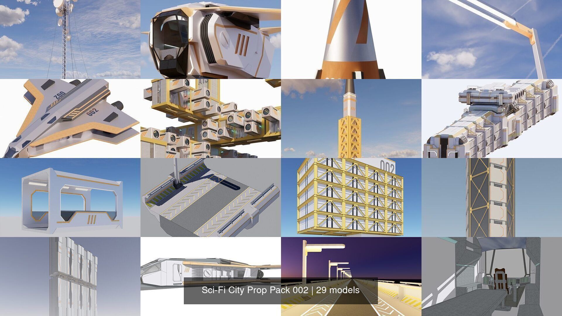 Sci-Fi City Prop Pack Futuristic Cyberpunk 3D Assets 002 3D Model Collection_4