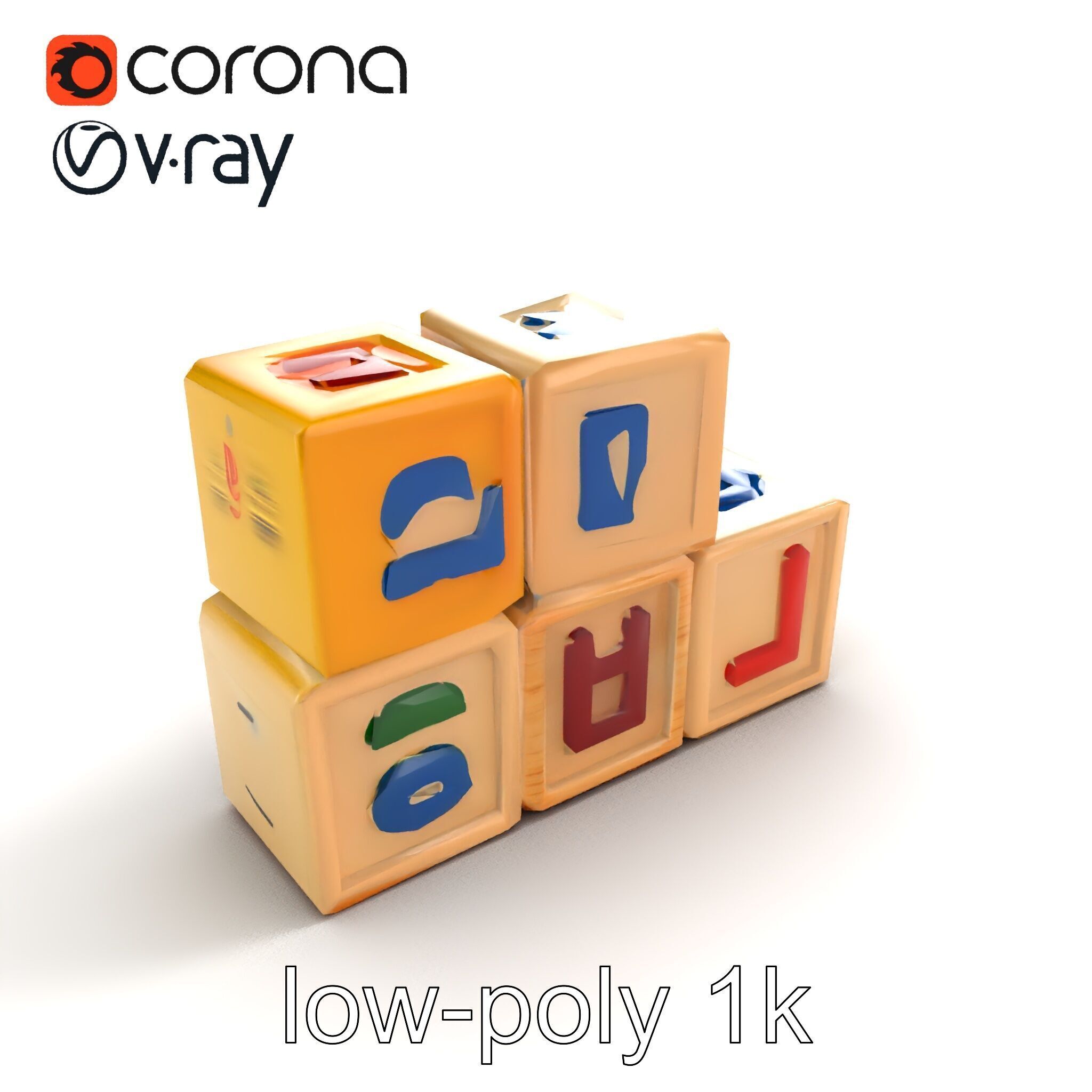 Alphabet Learning Blocks 3D Model Pack Low-poly 3D model_9
