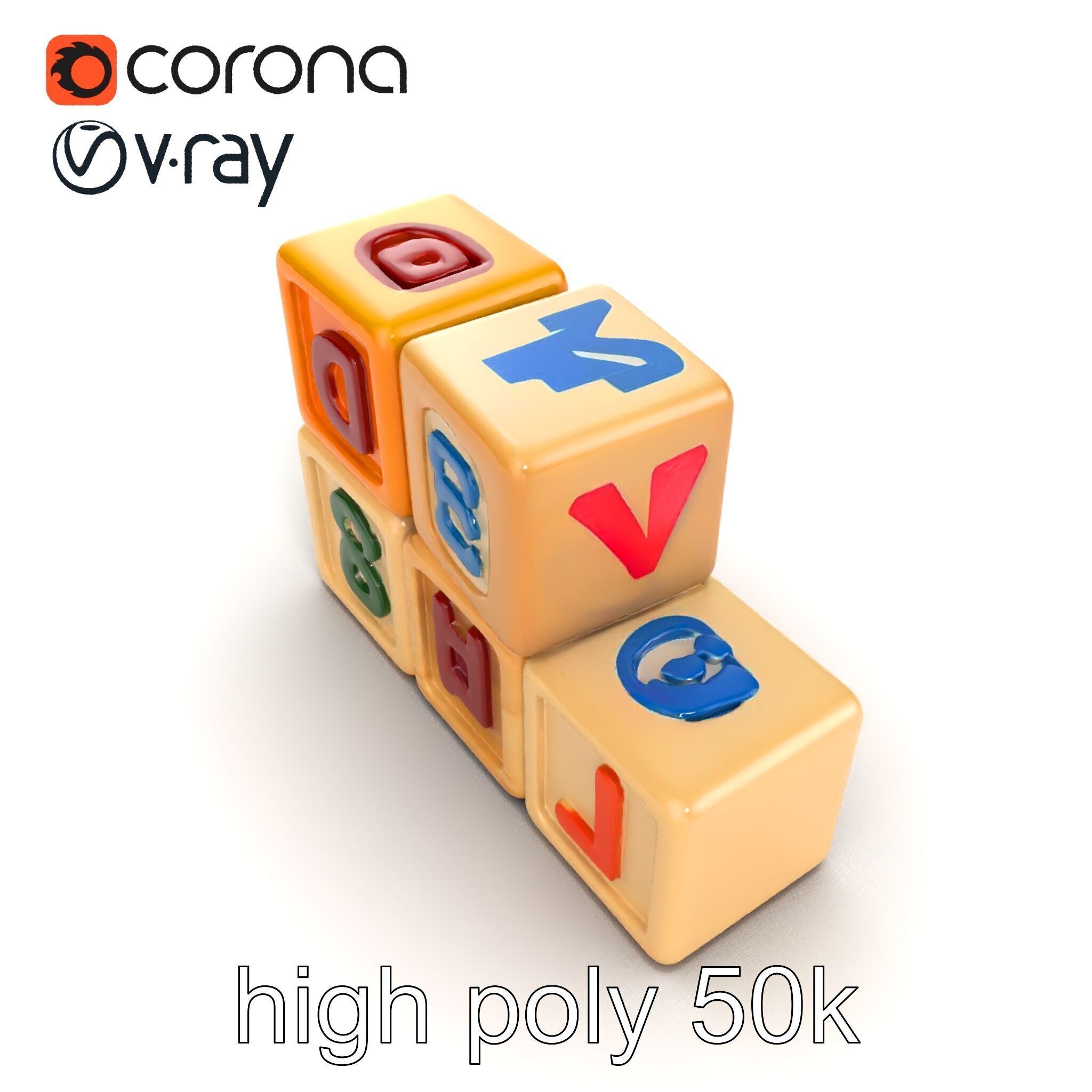 Alphabet Learning Blocks 3D Model Pack Low-poly 3D model_19